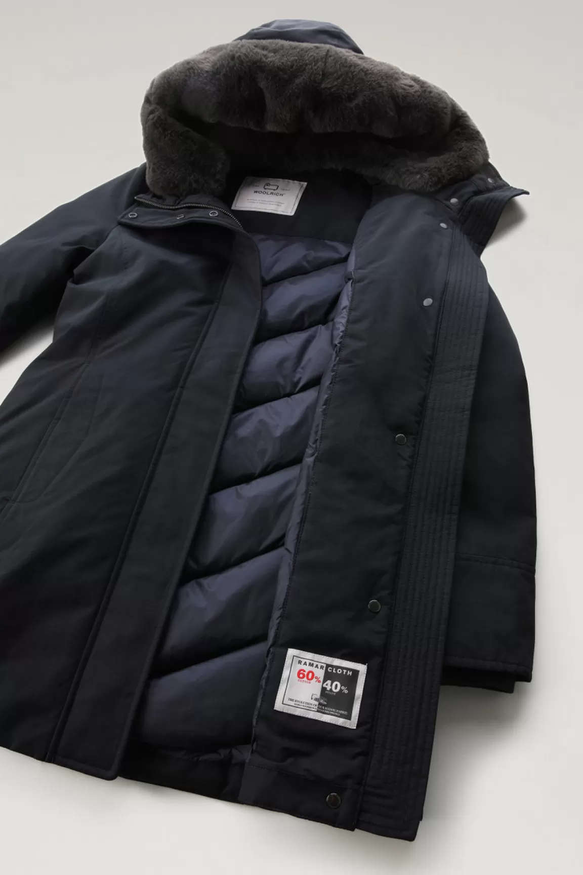 Donna Woolrich Parka>Boulder Parka In Ramar Cloth Con Cappuccio E Collo Removibile In Pelliccia Sintetica