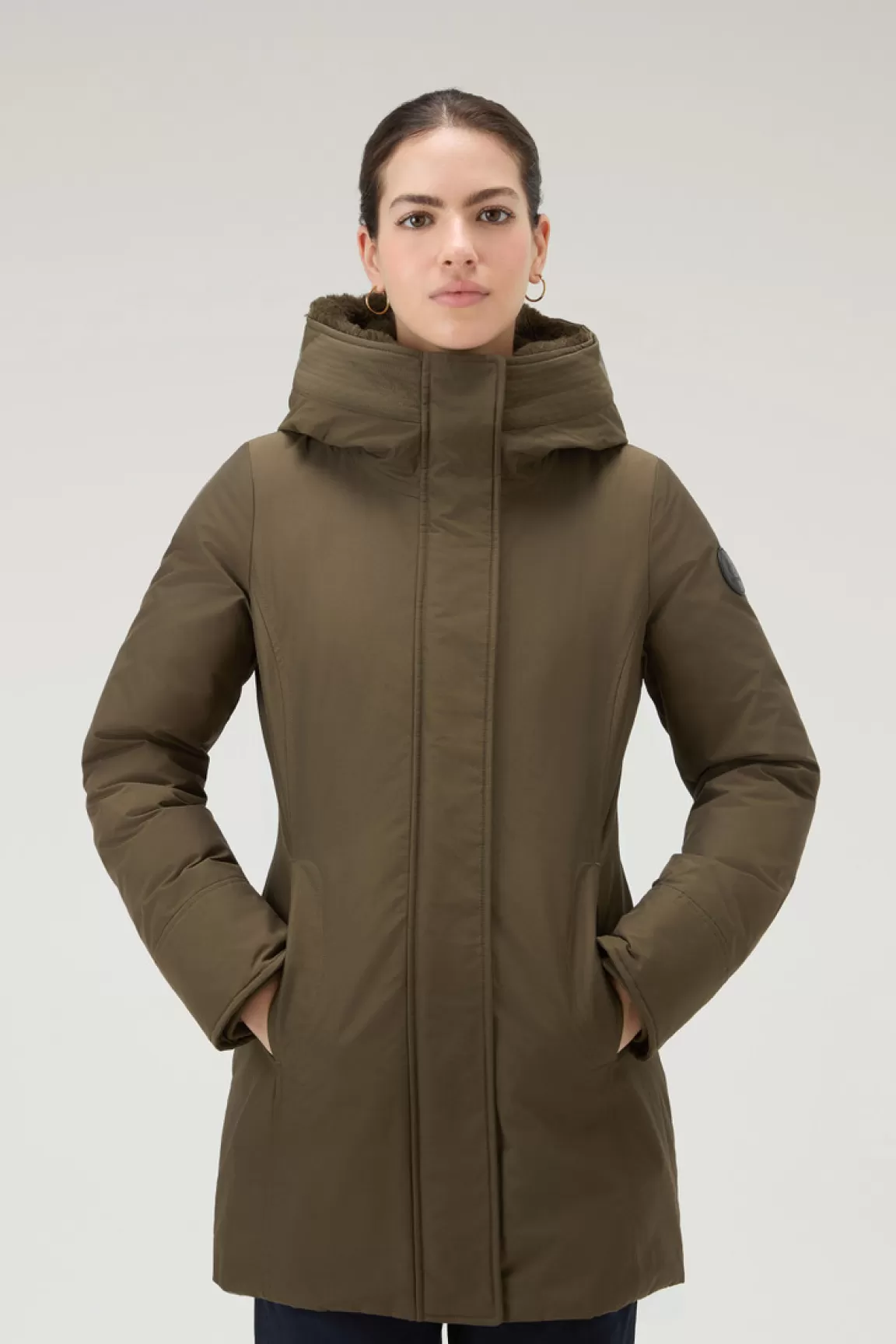 Donna Woolrich Parka>Boulder Parka In Ramar Cloth Con Cappuccio E Collo Removibile In Pelliccia Sintetica