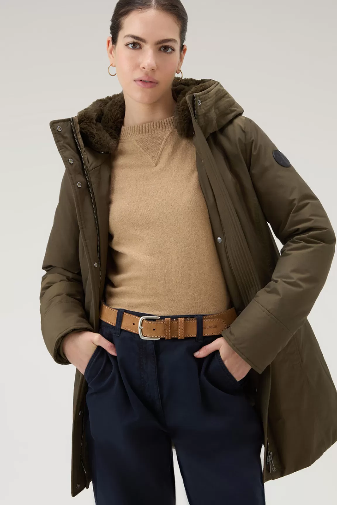Donna Woolrich Parka>Boulder Parka In Ramar Cloth Con Cappuccio E Collo Removibile In Pelliccia Sintetica
