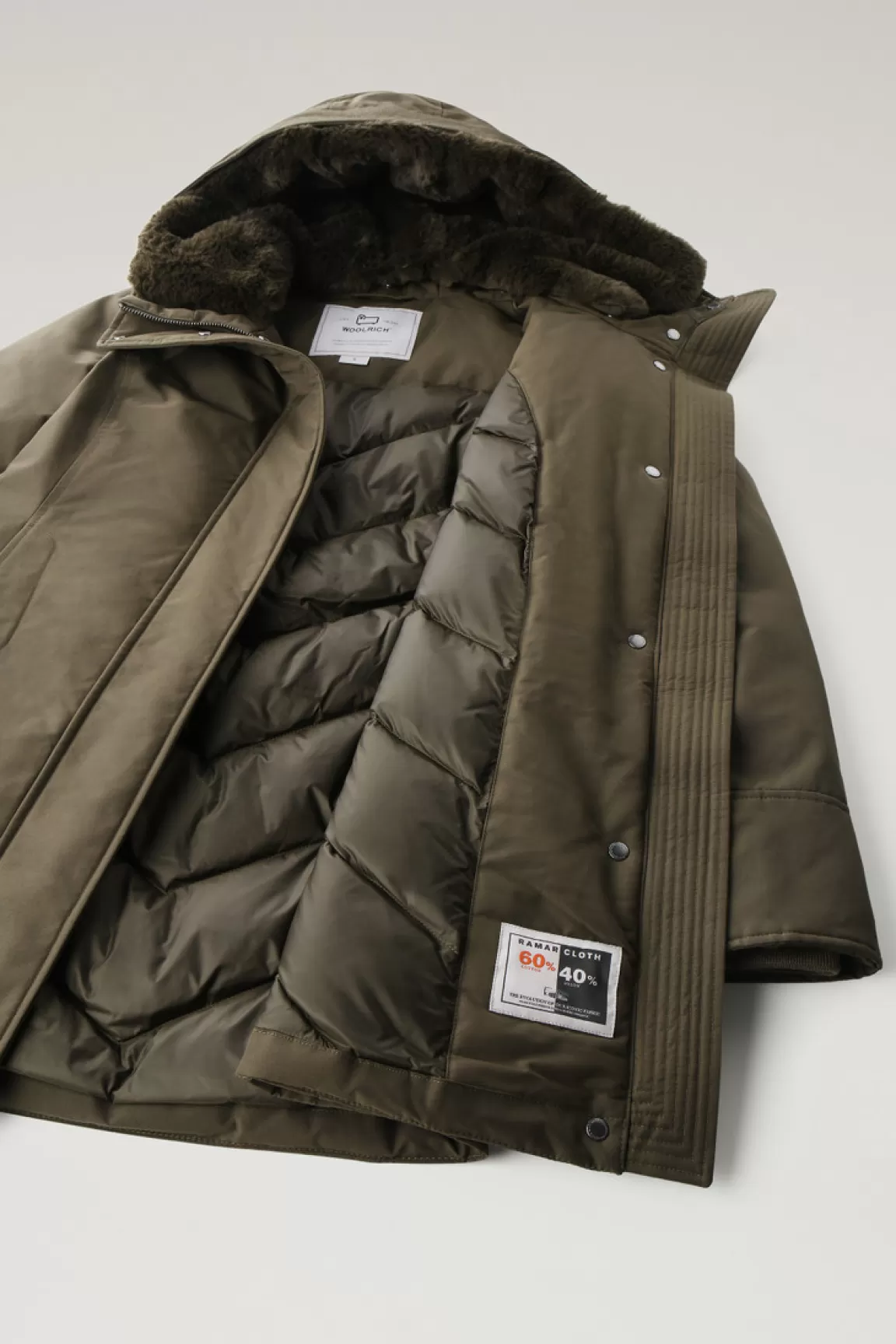 Donna Woolrich Parka>Boulder Parka In Ramar Cloth Con Cappuccio E Collo Removibile In Pelliccia Sintetica