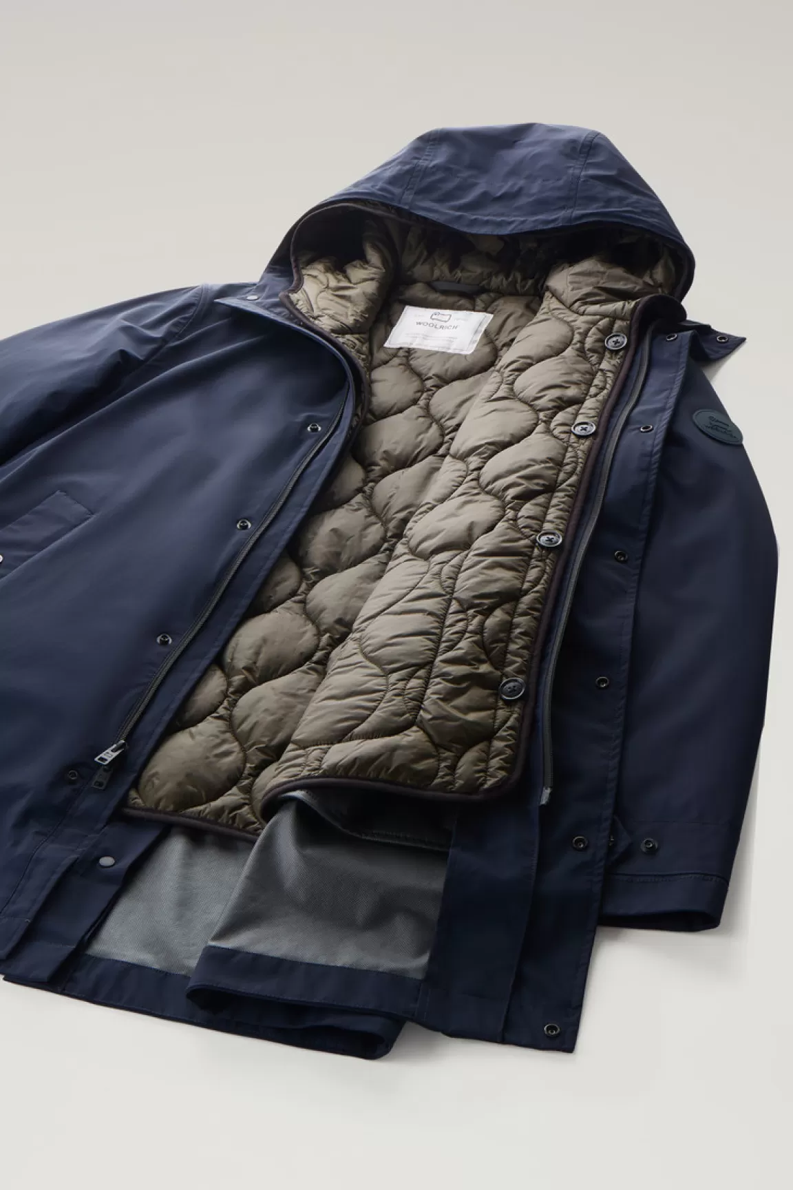 Uomo Woolrich Cappotti | Impermeabili>Cappotto 3 In 1 In Nylon Elasticizzato Con Giacca Trapuntata Removibile