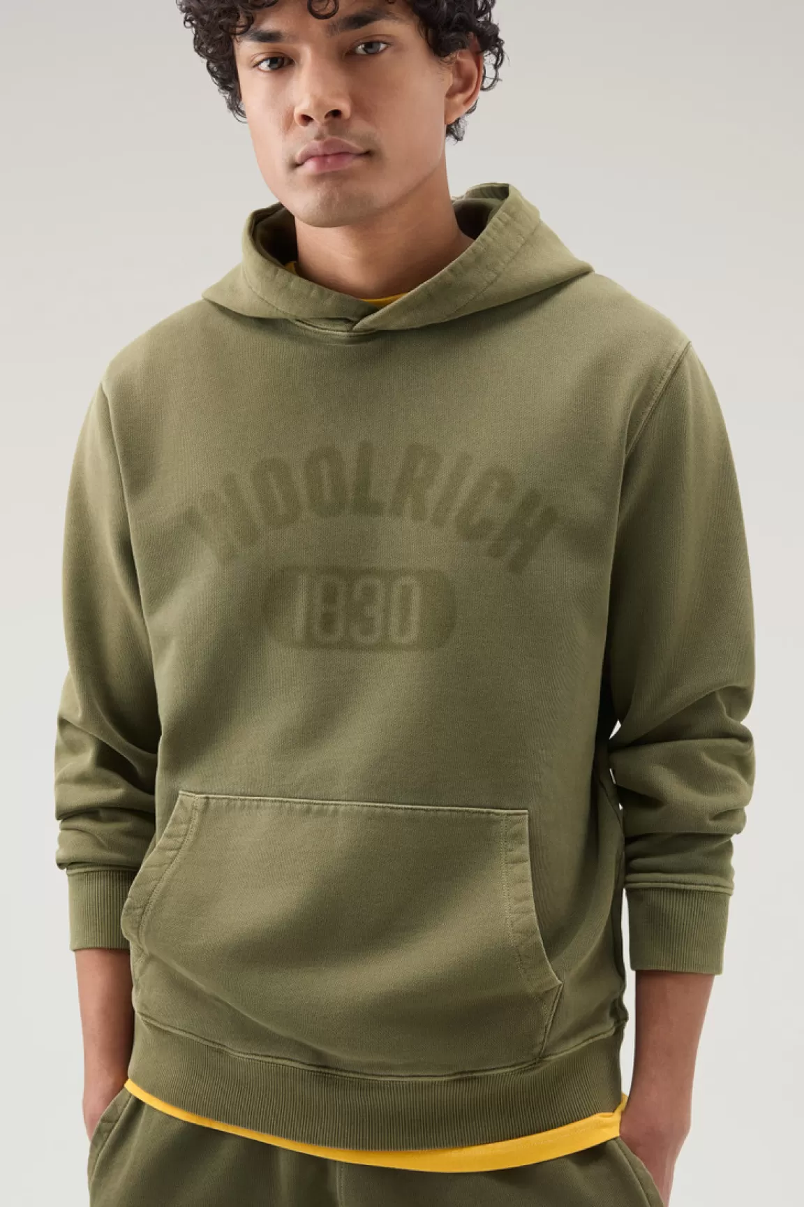 Uomo Woolrich Felpe>Felpa 1830 Tinta In Capo In Puro Cotone Con Cappucccio