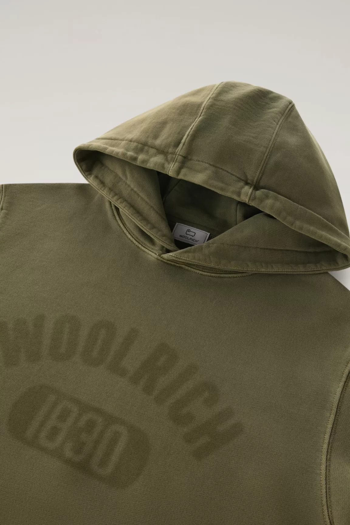 Uomo Woolrich Felpe>Felpa 1830 Tinta In Capo In Puro Cotone Con Cappucccio