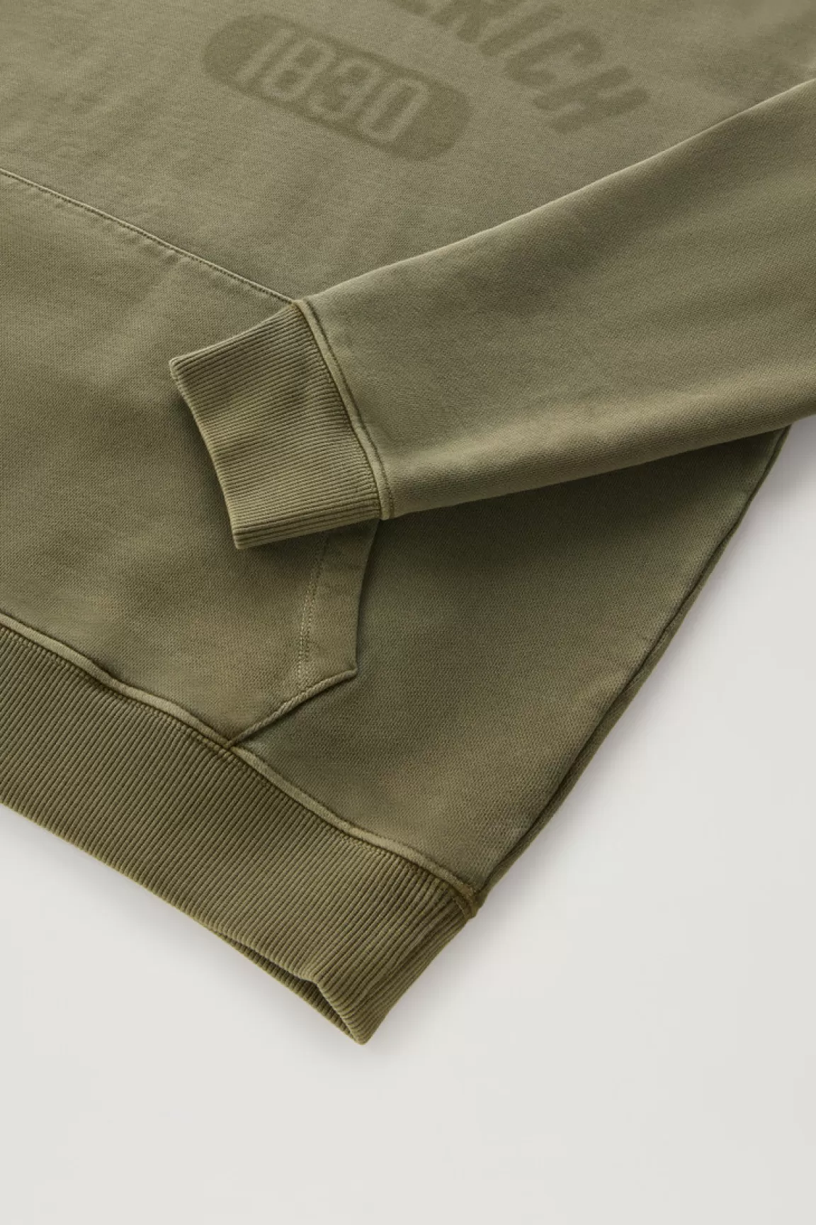 Uomo Woolrich Felpe>Felpa 1830 Tinta In Capo In Puro Cotone Con Cappucccio