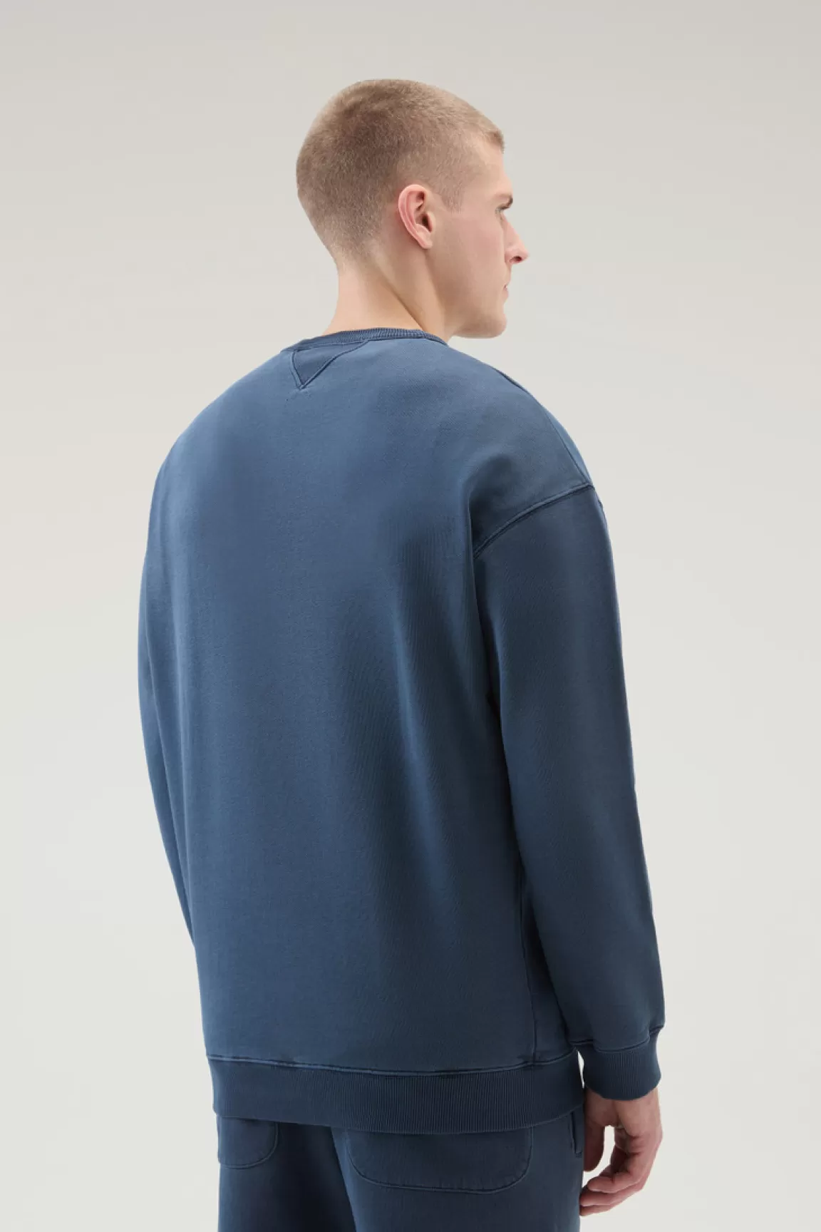 Uomo Woolrich Felpe>Felpa Girocollo Tinta In Capo In Puro Cotone Con Stampa