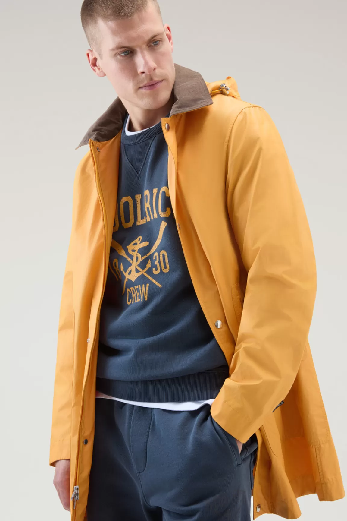 Uomo Woolrich Felpe>Felpa Girocollo Tinta In Capo In Puro Cotone Con Stampa