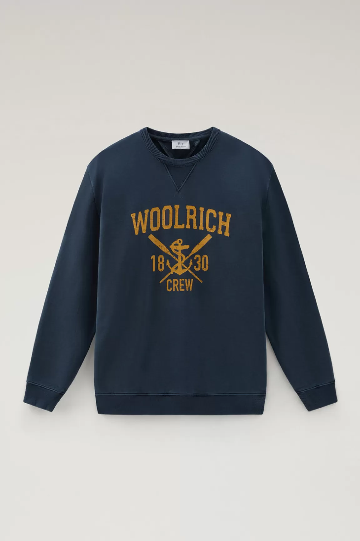 Uomo Woolrich Felpe>Felpa Girocollo Tinta In Capo In Puro Cotone Con Stampa