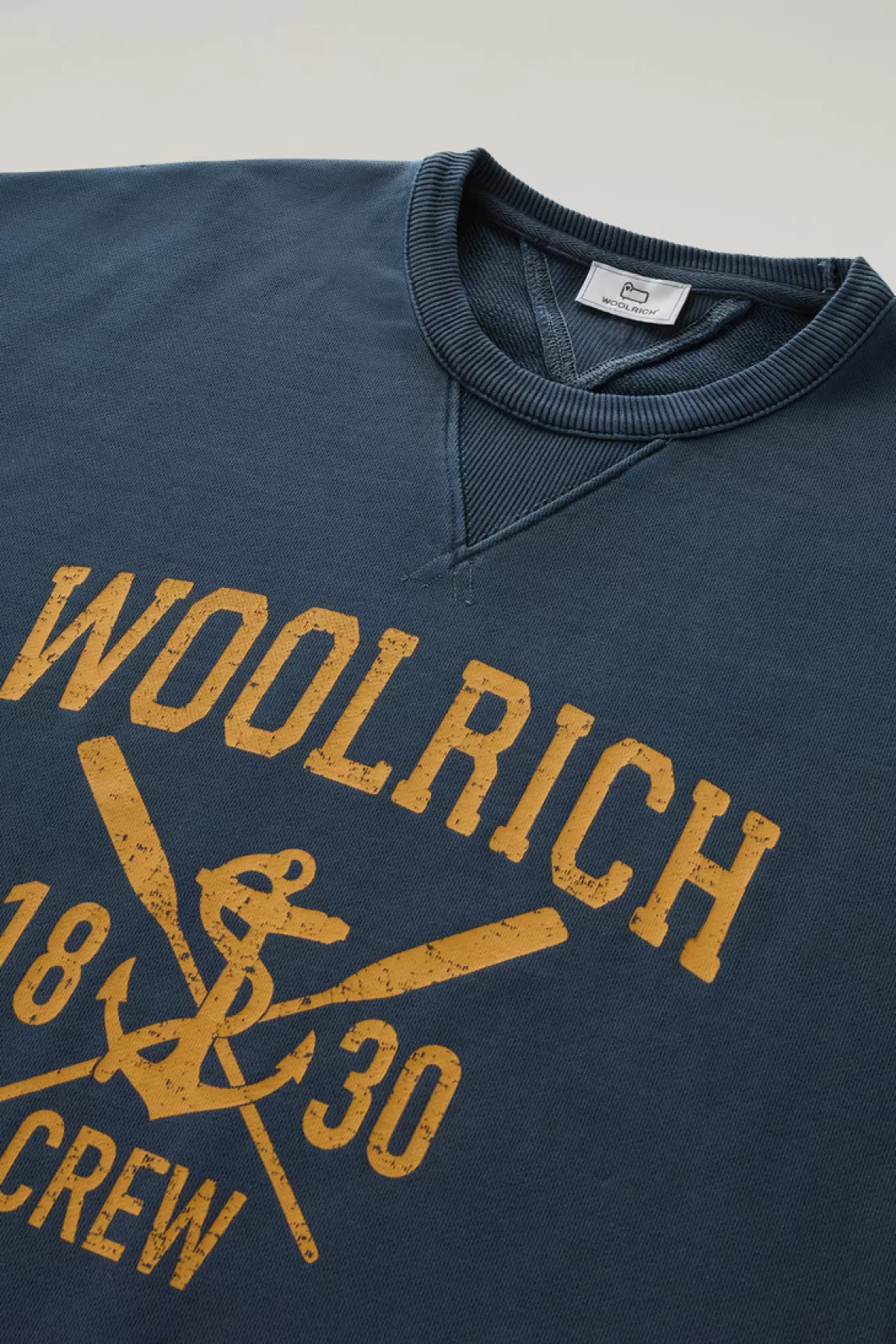 Uomo Woolrich Felpe>Felpa Girocollo Tinta In Capo In Puro Cotone Con Stampa