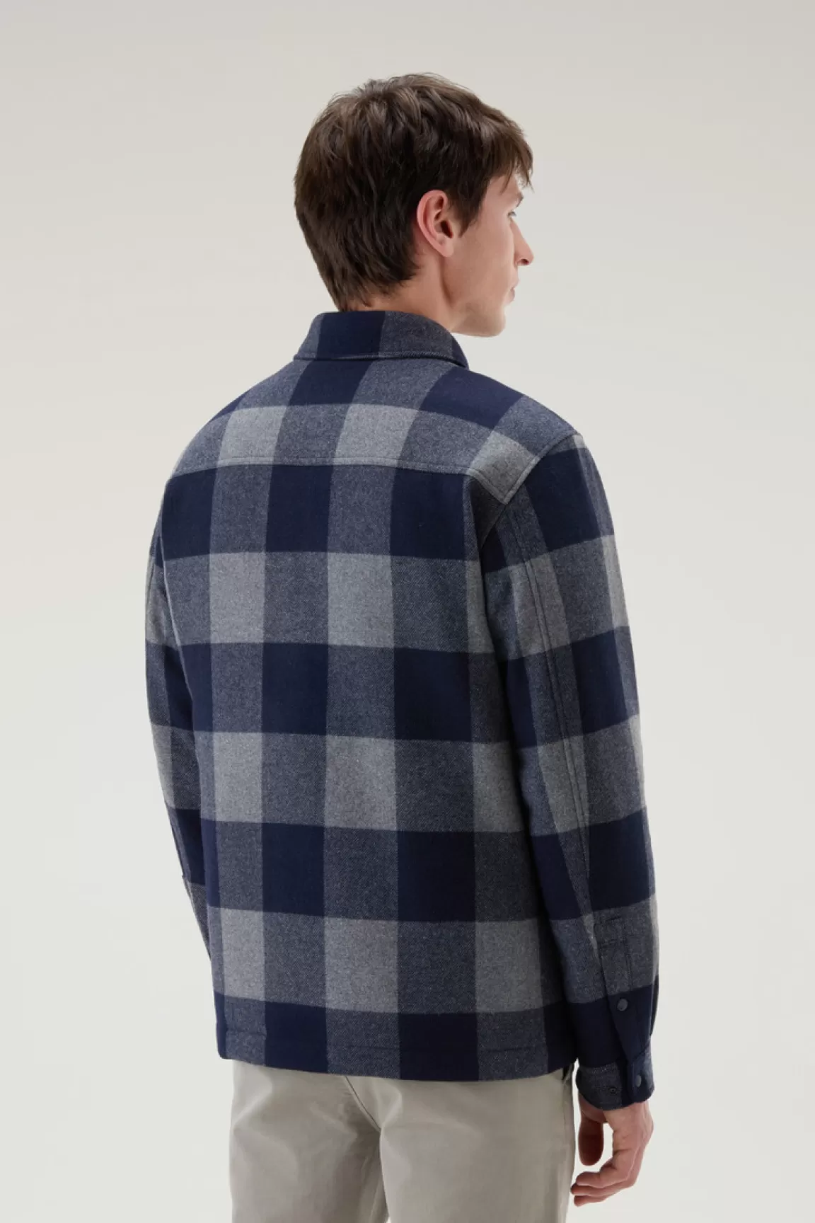 Uomo Woolrich Giacche a camicia | Giacche>Giacca A Camicia Imbottita Alaskan A Quadri In Misto Lana Italiana Riciclata