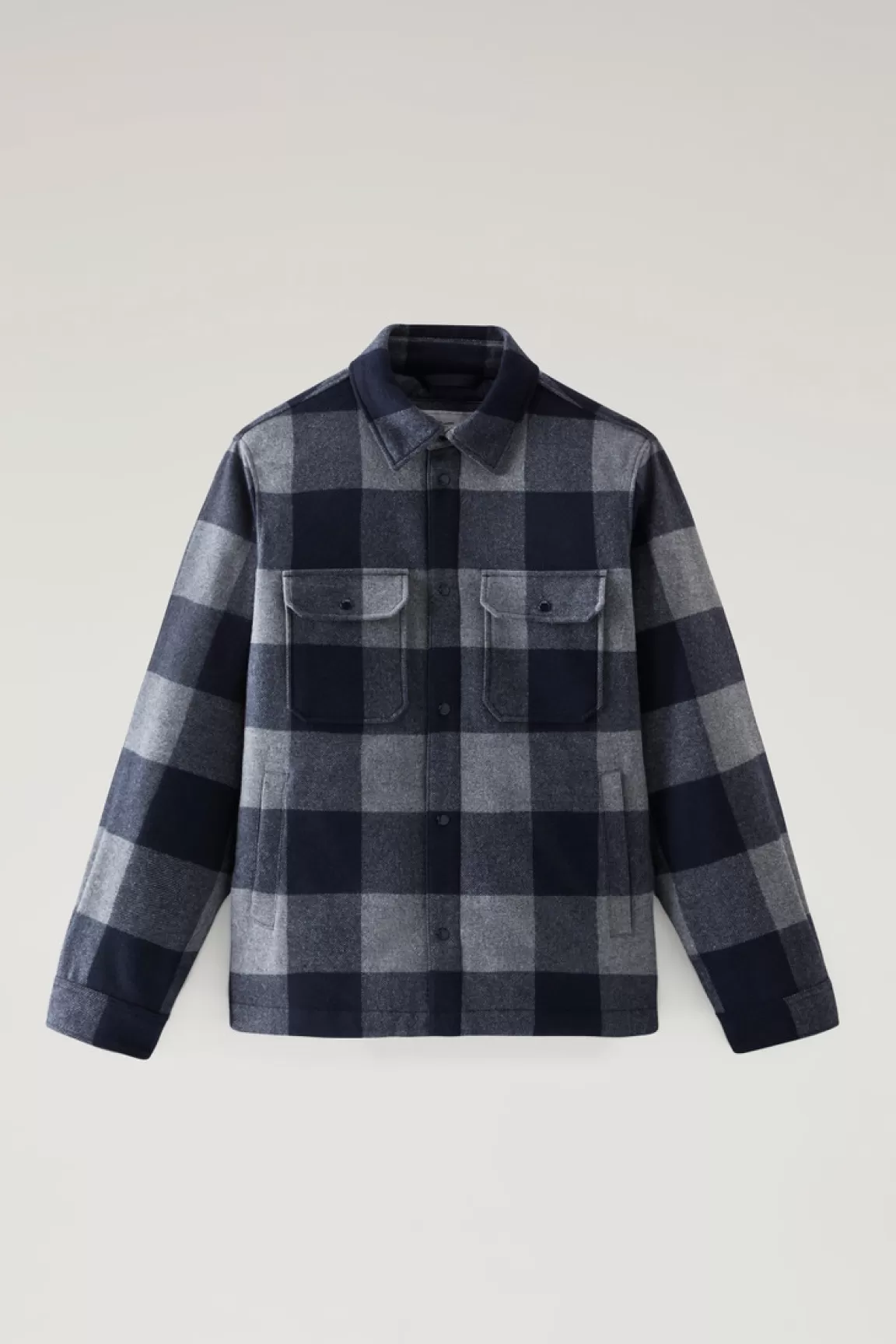 Uomo Woolrich Giacche a camicia | Giacche>Giacca A Camicia Imbottita Alaskan A Quadri In Misto Lana Italiana Riciclata