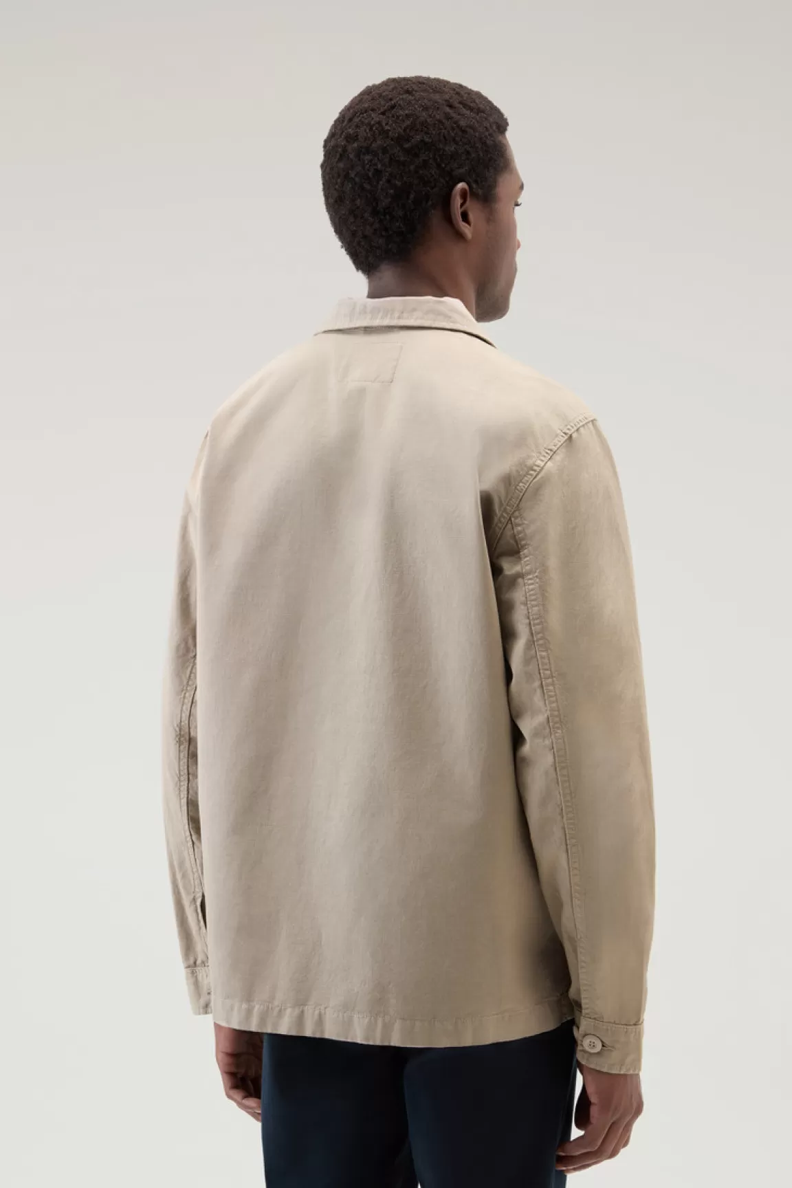 Uomo Woolrich Giacche a camicia>Giacca A Camicia Safari Tinta In Capo In Misto Cotone E Lino
