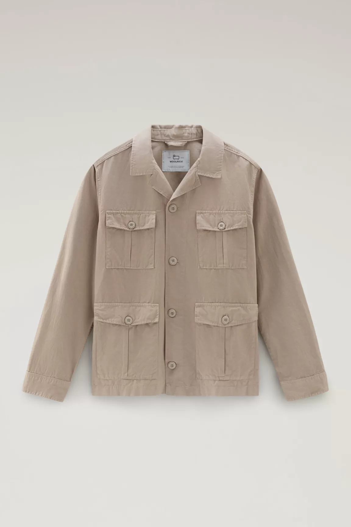 Uomo Woolrich Giacche a camicia>Giacca A Camicia Safari Tinta In Capo In Misto Cotone E Lino