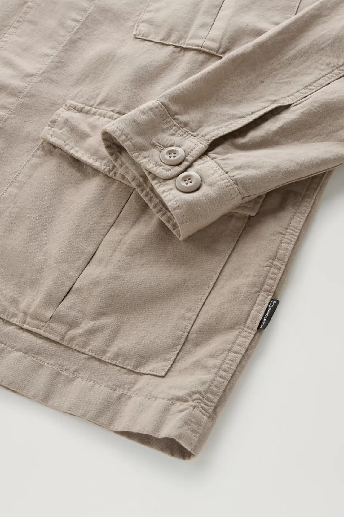 Uomo Woolrich Giacche a camicia>Giacca A Camicia Safari Tinta In Capo In Misto Cotone E Lino