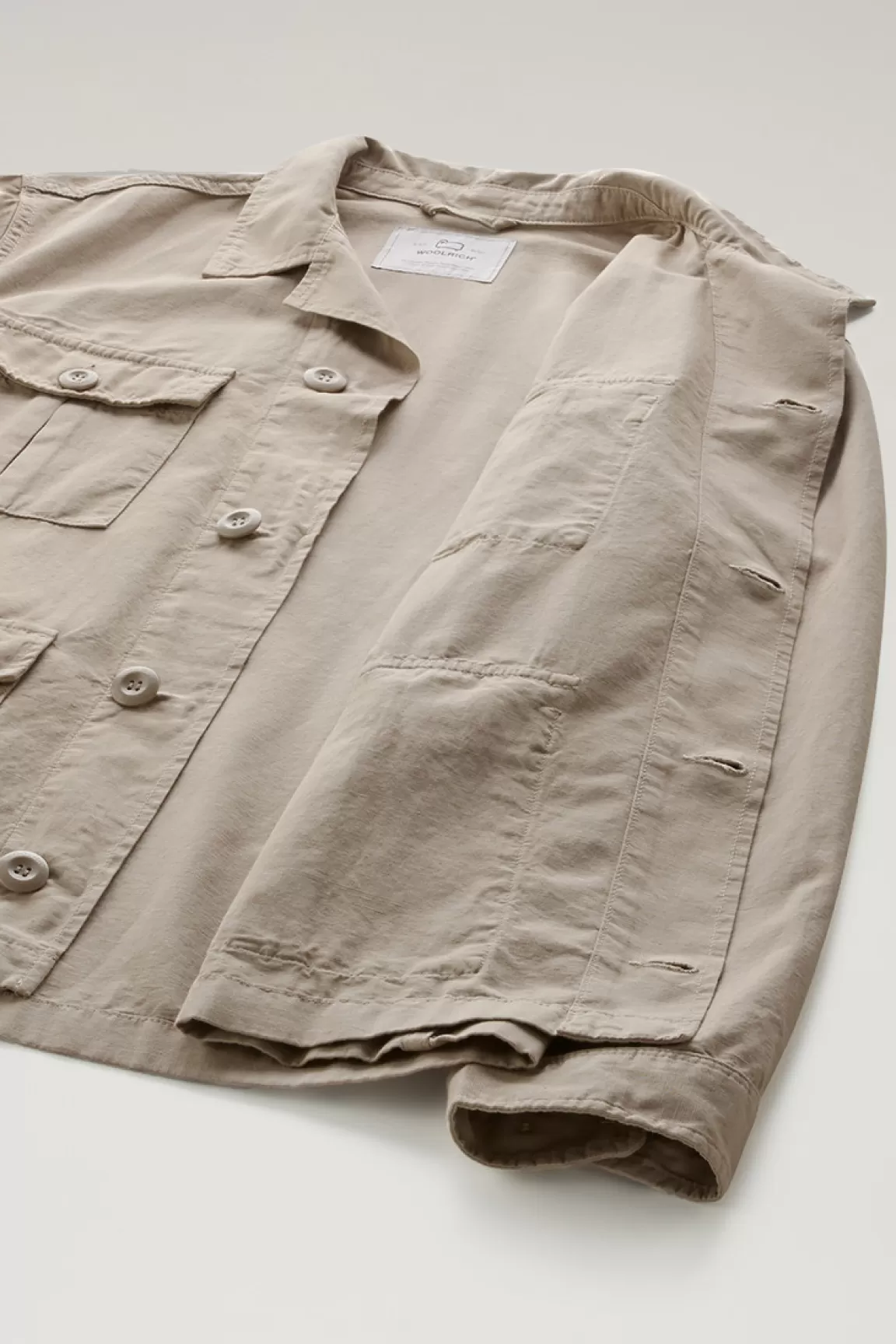Uomo Woolrich Giacche a camicia>Giacca A Camicia Safari Tinta In Capo In Misto Cotone E Lino