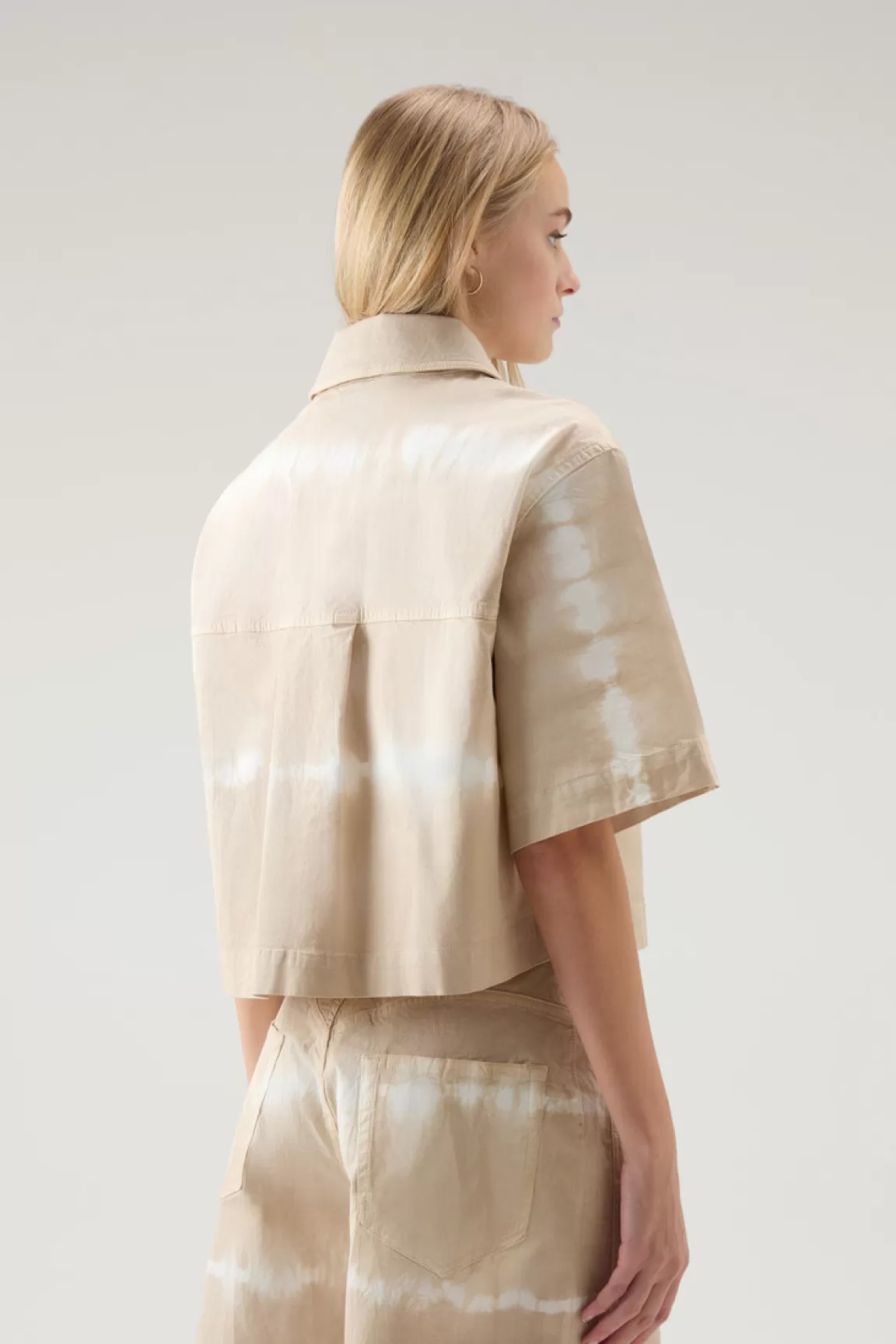 Donna Woolrich Camicie e giacche a camicia>Giacca A Camicia Tinta In Capo In Twill Di Cotone Elasticizzato