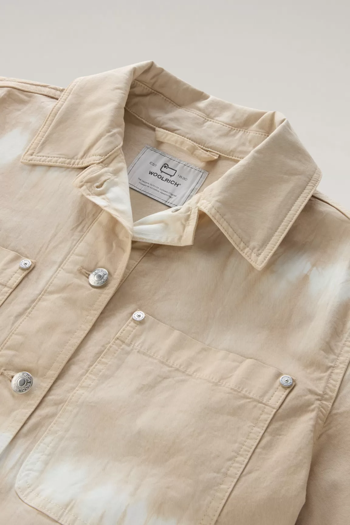 Donna Woolrich Camicie e giacche a camicia>Giacca A Camicia Tinta In Capo In Twill Di Cotone Elasticizzato