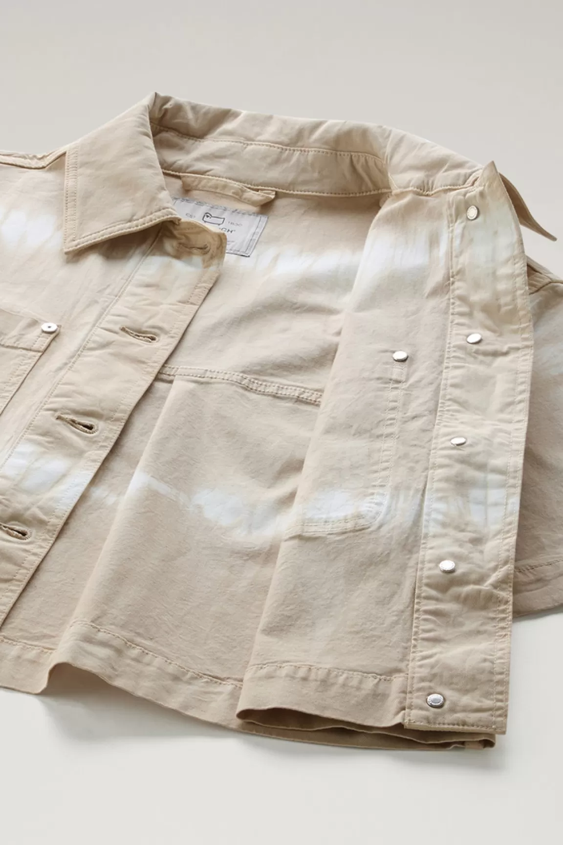 Donna Woolrich Camicie e giacche a camicia>Giacca A Camicia Tinta In Capo In Twill Di Cotone Elasticizzato