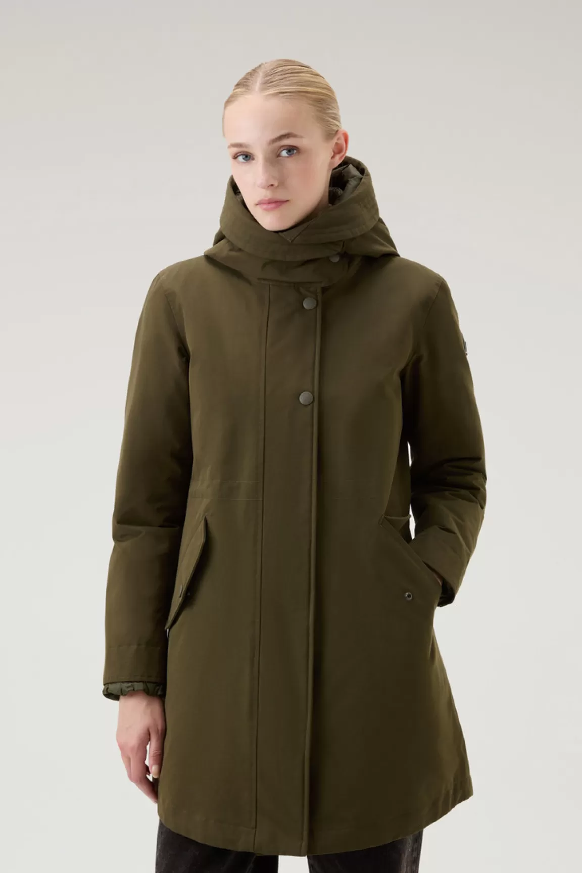 Donna Woolrich Parka>Military Parka 3 In 1 In Ramar Cloth Con Giacca Trapuntata Removibile