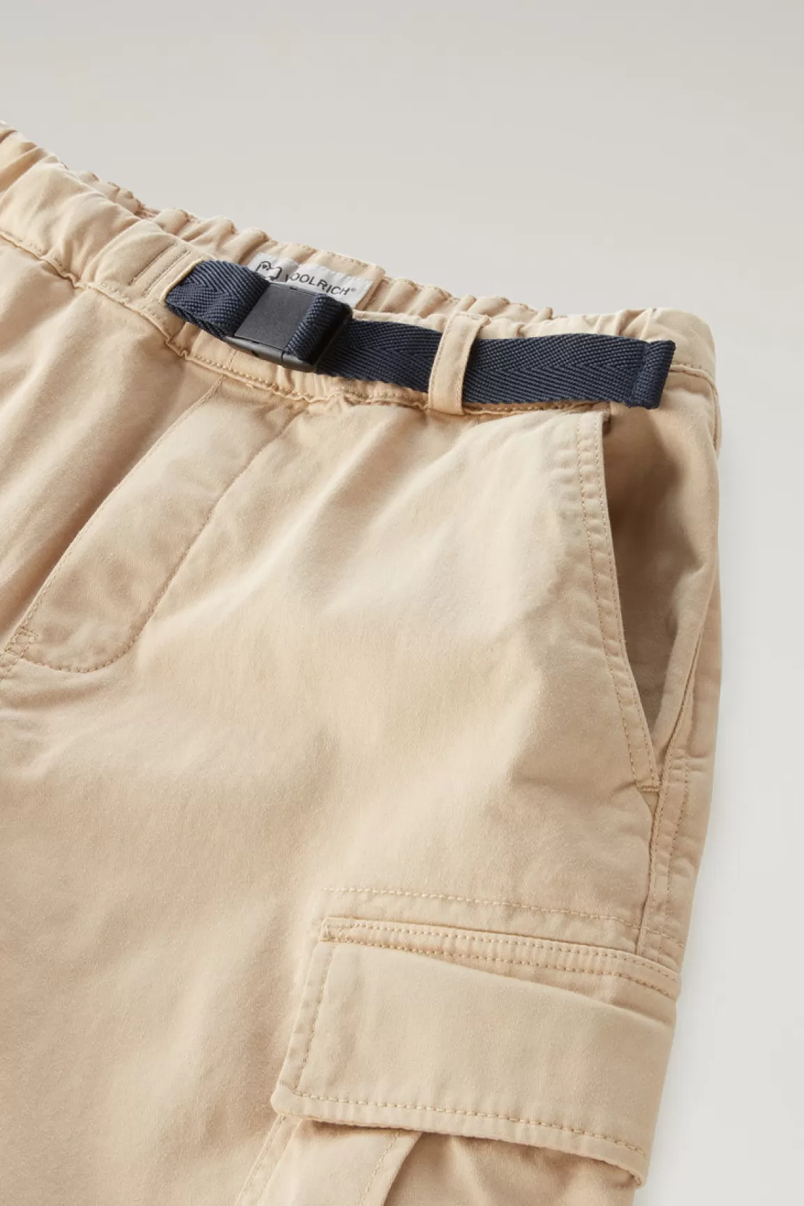 Bambino Woolrich Abbigliamento>Pantaloncini Cargo Da Bambino Tinti In Capo In Cotone Elasticizzato