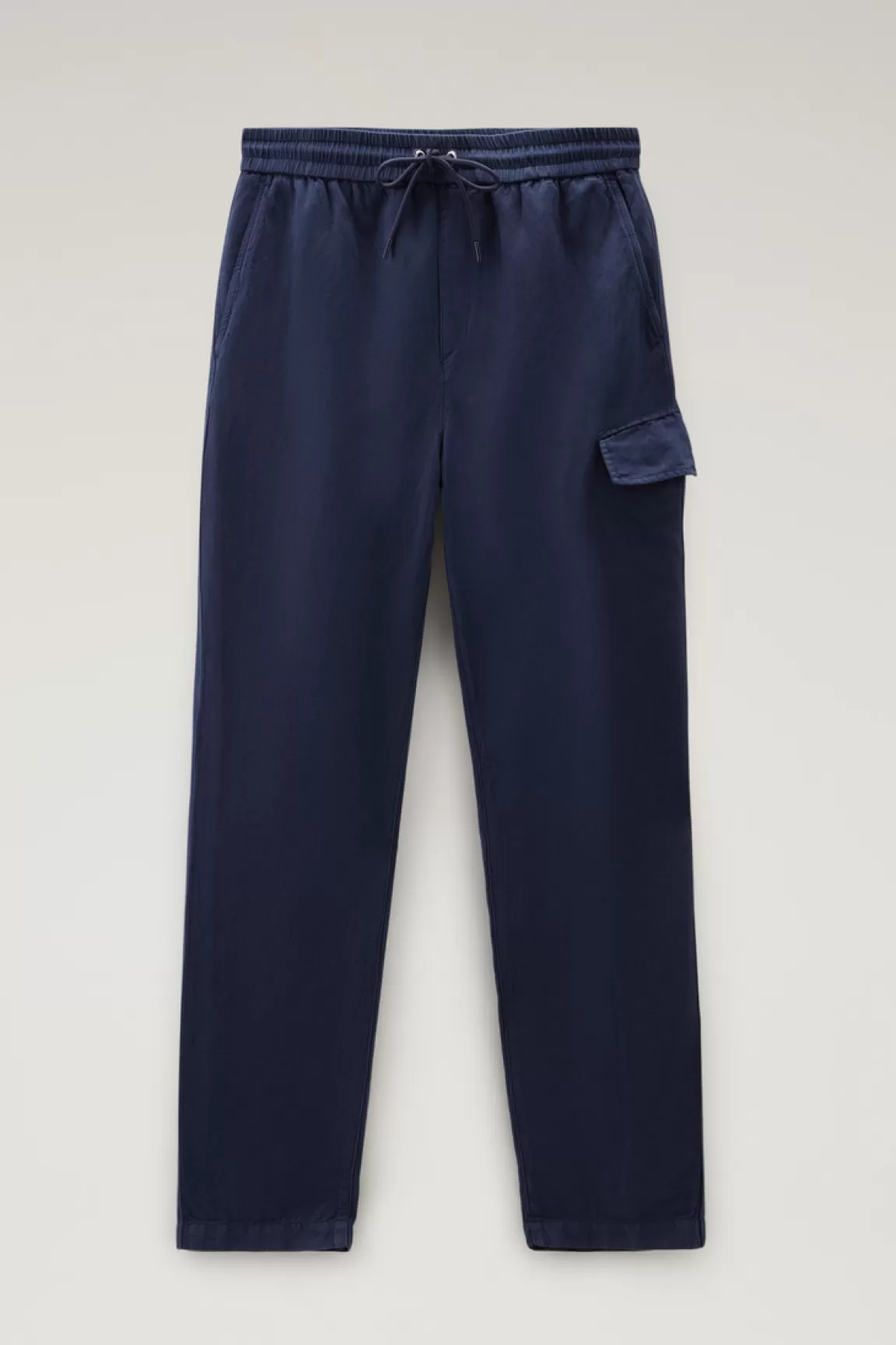Uomo Woolrich Pantaloni e pantaloncini>Pantaloni Cargo In Misto Cotone E Lino Tinti In Capo