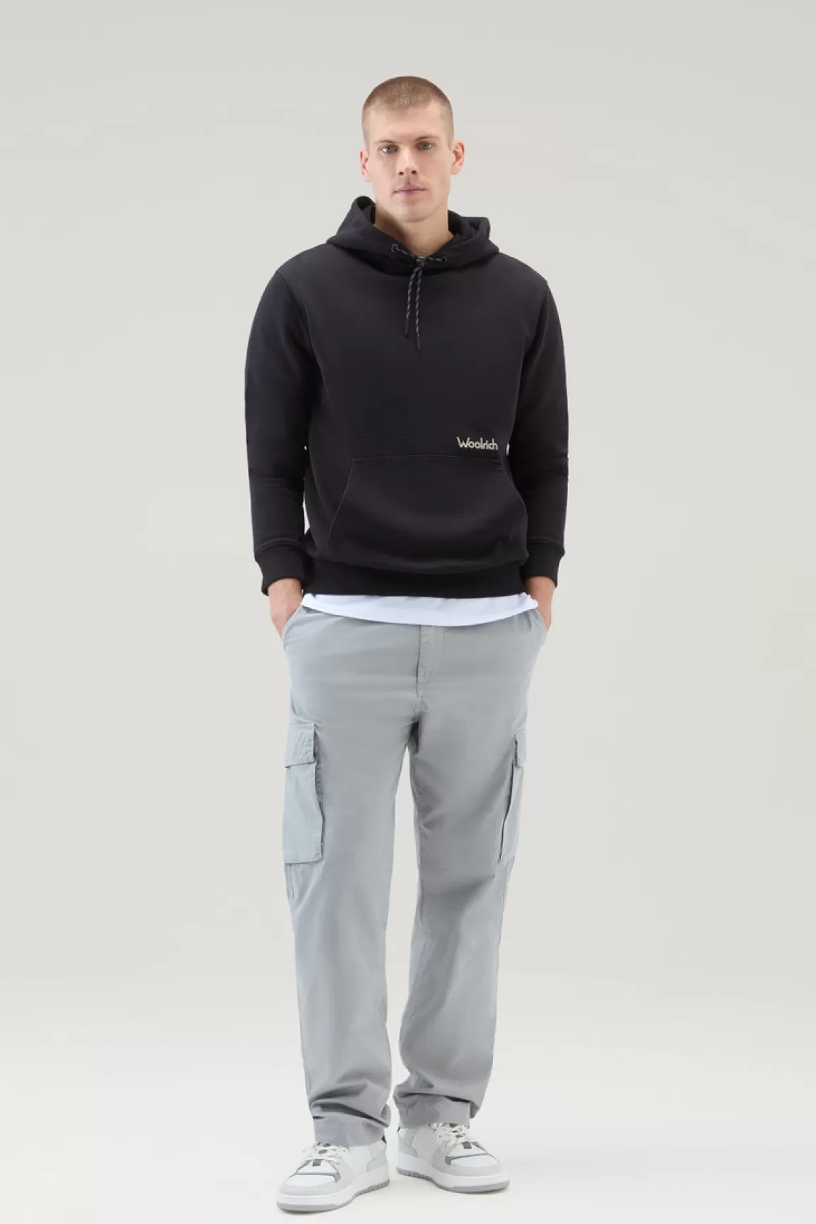 Uomo Woolrich Pantaloni e pantaloncini>Pantaloni Cargo Tinti In Capo In Gabardina Di Puro Cotone