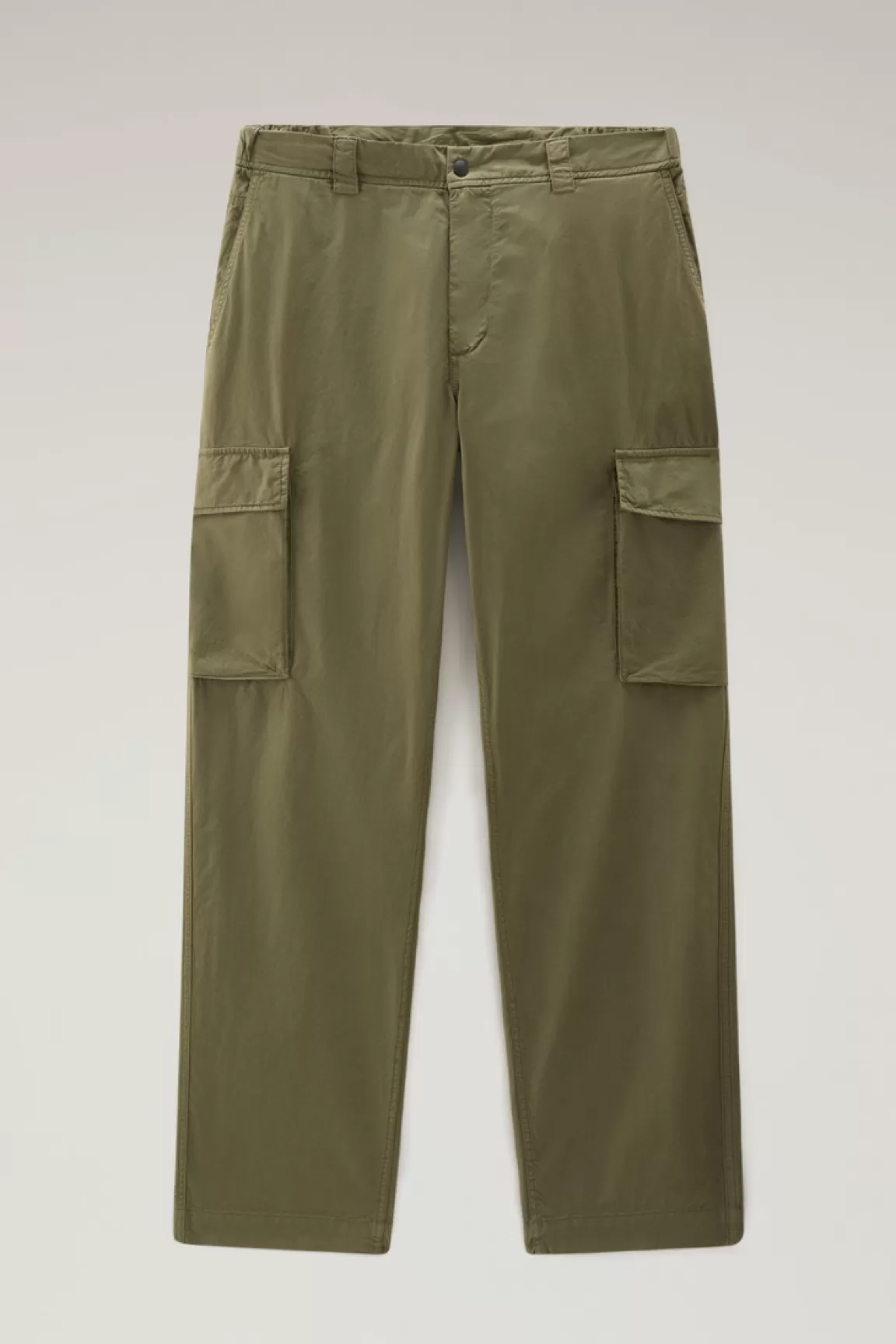 Uomo Woolrich Pantaloni e pantaloncini>Pantaloni Cargo Tinti In Capo In Gabardina Di Puro Cotone