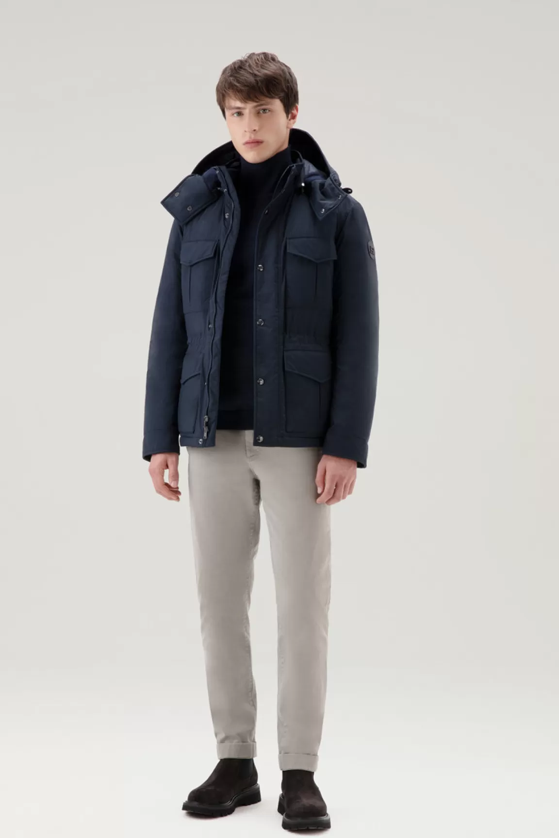 Uomo Woolrich Pantaloni e pantaloncini>Pantaloni Chino Tinti In Capo In Twill Di Cotone Elasticizzato