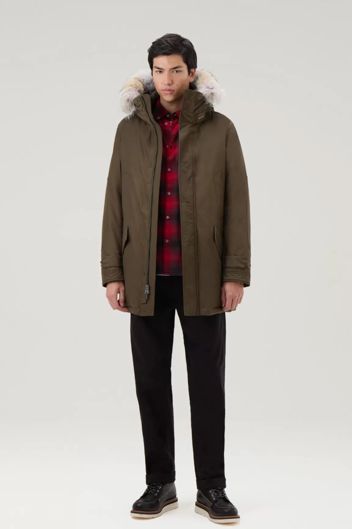 Uomo Woolrich Parka>Polar Parka In Ramar Cloth Con Collo Alto E Bordo In Pelliccia