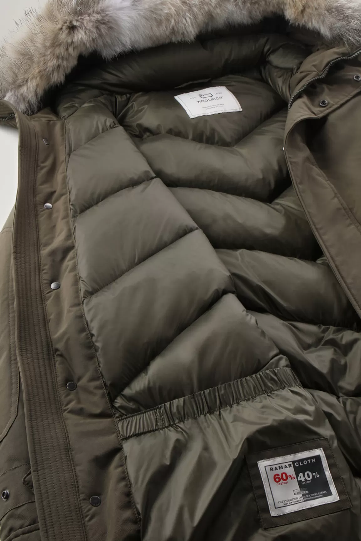 Uomo Woolrich Parka>Polar Parka In Ramar Cloth Con Collo Alto E Bordo In Pelliccia