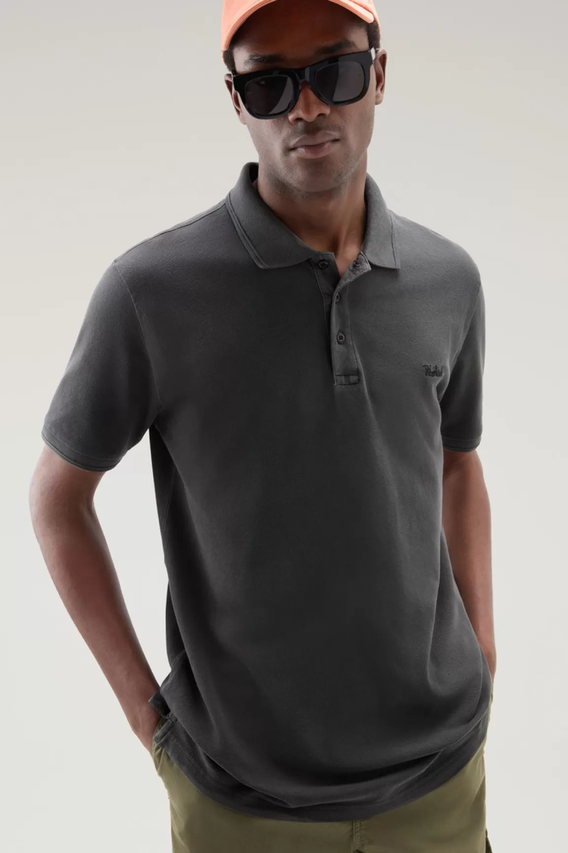 Uomo Woolrich Polo>Polo Mackinack Tinta In Capo In Piqué Di Cotone Elasticizzato