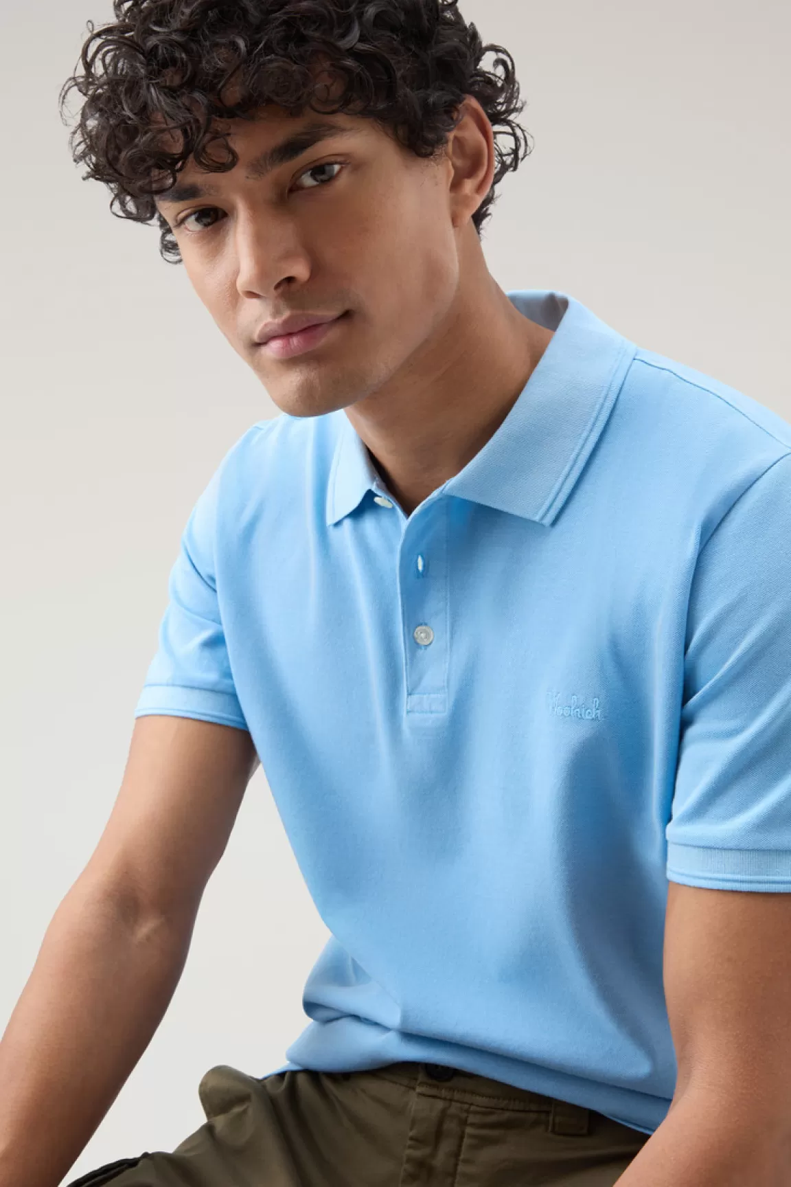 Uomo Woolrich Polo>Polo Mackinack Tinta In Capo In Piqué Di Cotone Elasticizzato