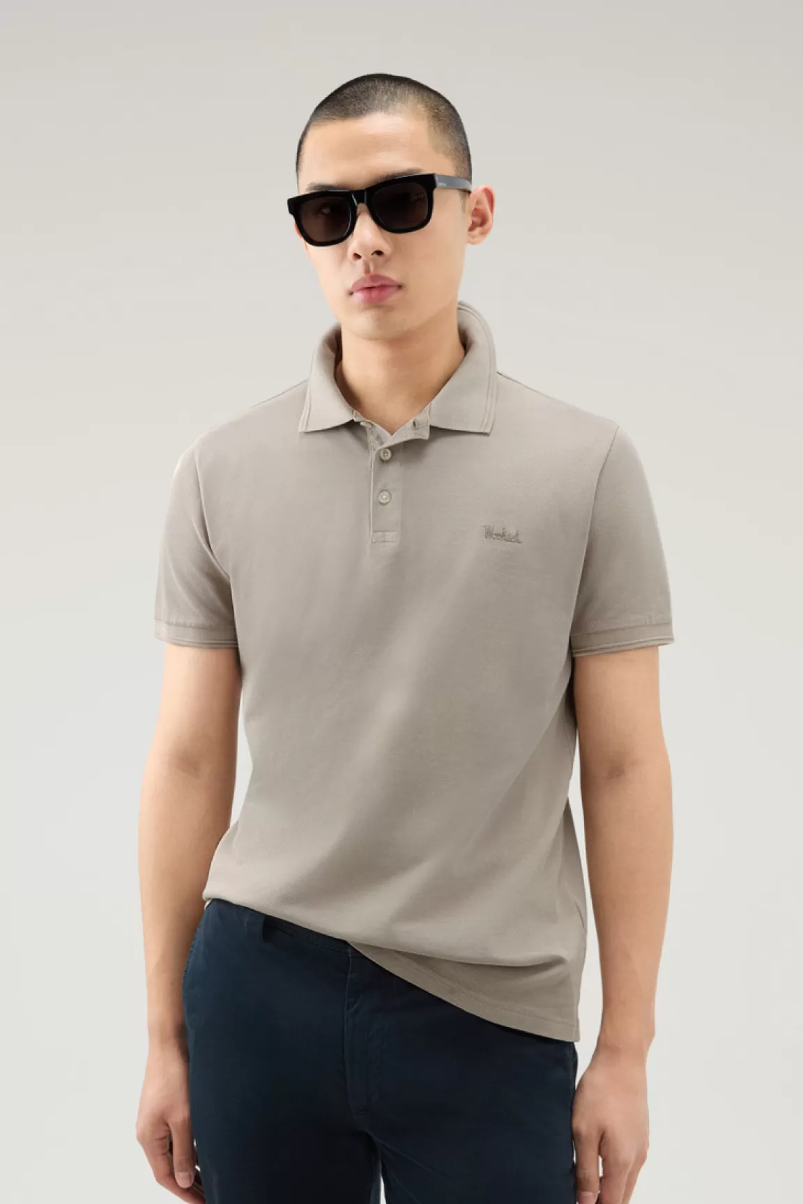 Uomo Woolrich Polo>Polo Mackinack Tinta In Capo In Piqué Di Cotone Elasticizzato
