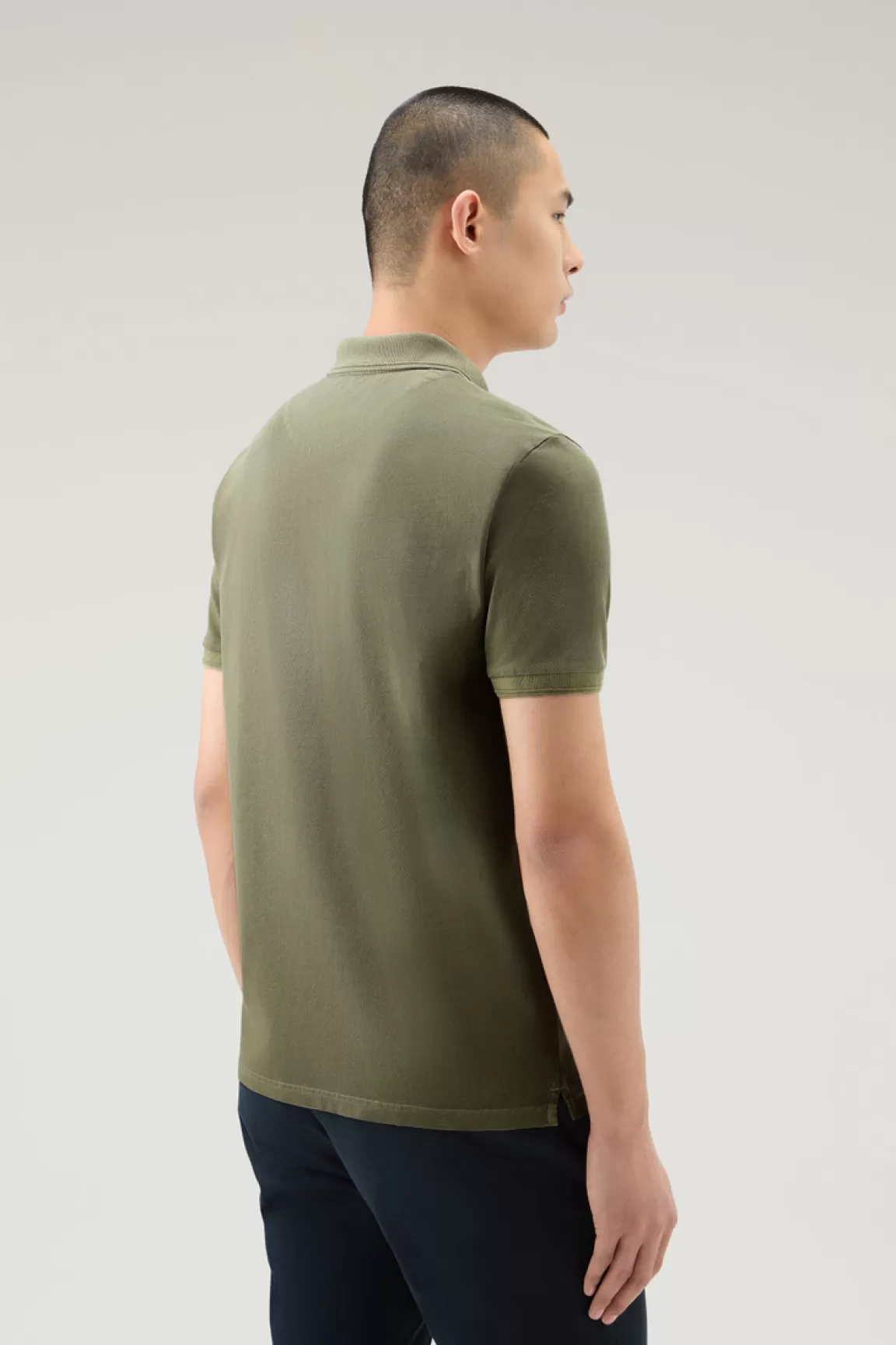 Uomo Woolrich Polo>Polo Mackinack Tinta In Capo In Piqué Di Cotone Elasticizzato