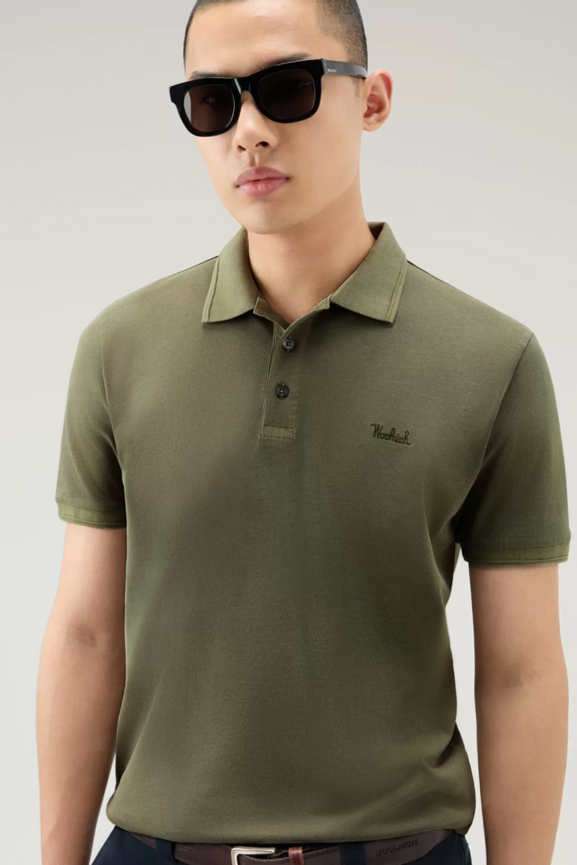 Uomo Woolrich Polo>Polo Mackinack Tinta In Capo In Piqué Di Cotone Elasticizzato