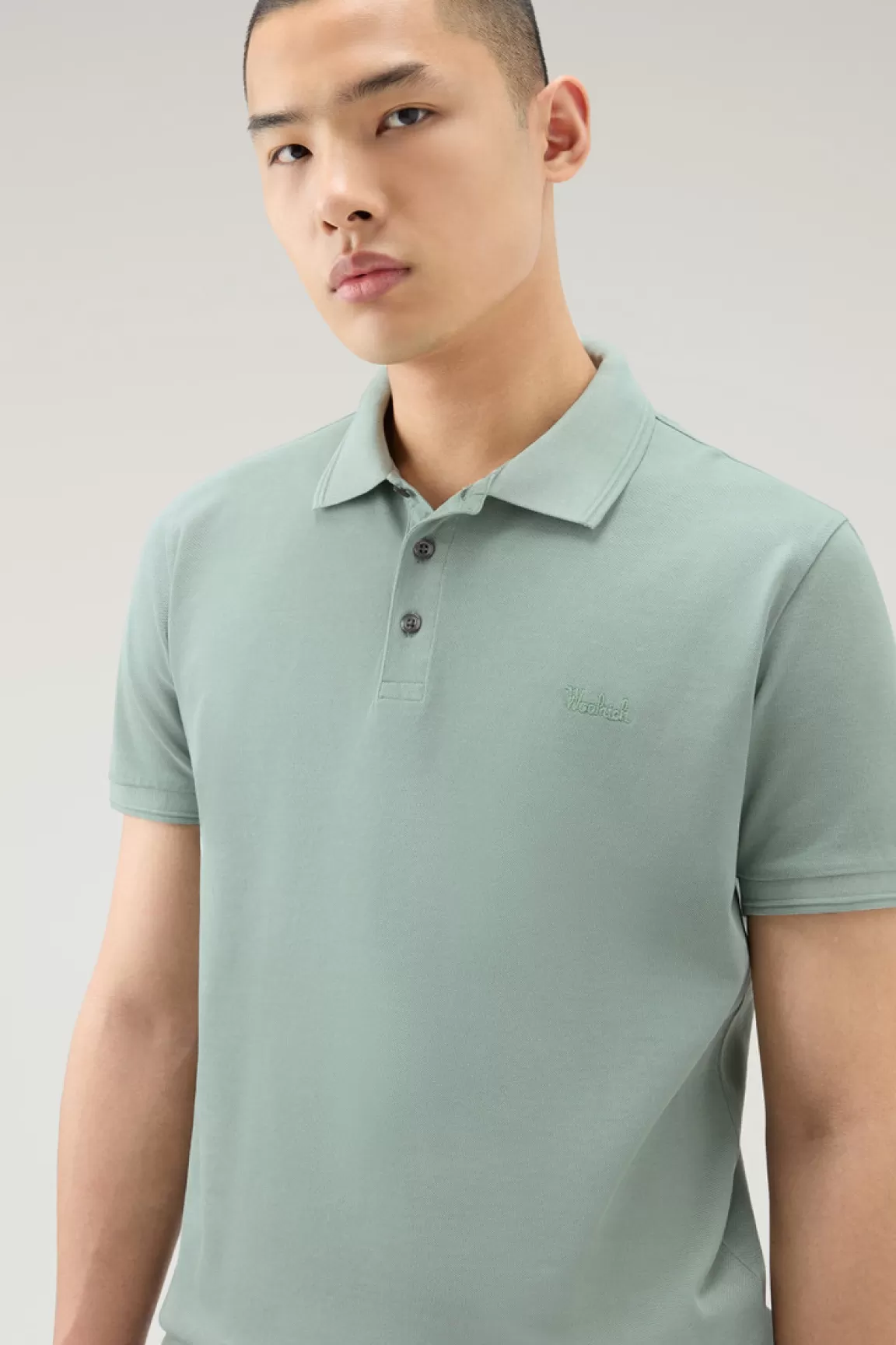 Uomo Woolrich Polo>Polo Mackinack Tinta In Capo In Piqué Di Cotone Elasticizzato