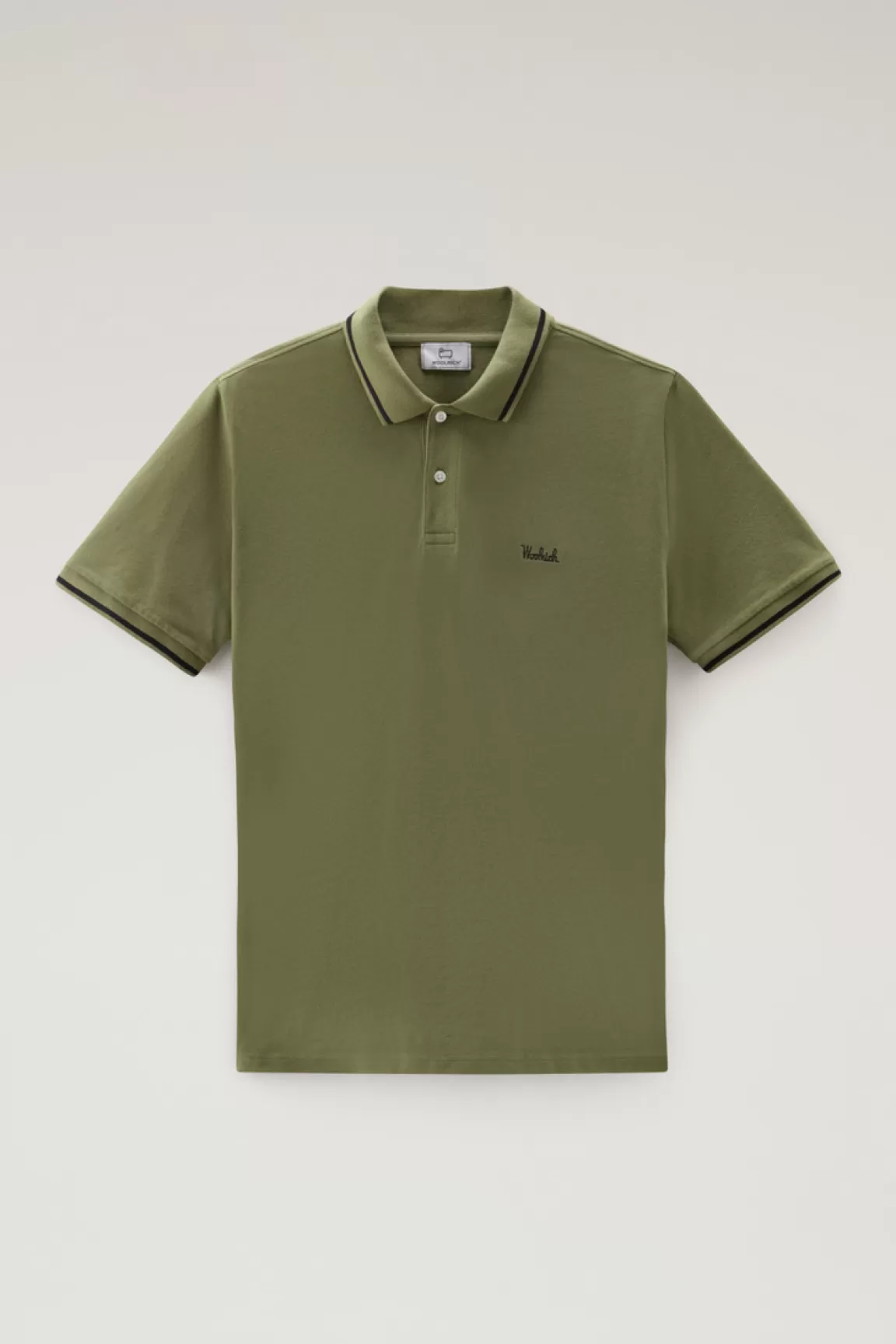 Uomo Woolrich Polo>Polo Monterey In Piquet Di Cotone Elasticizzato Con Bordi A Righe