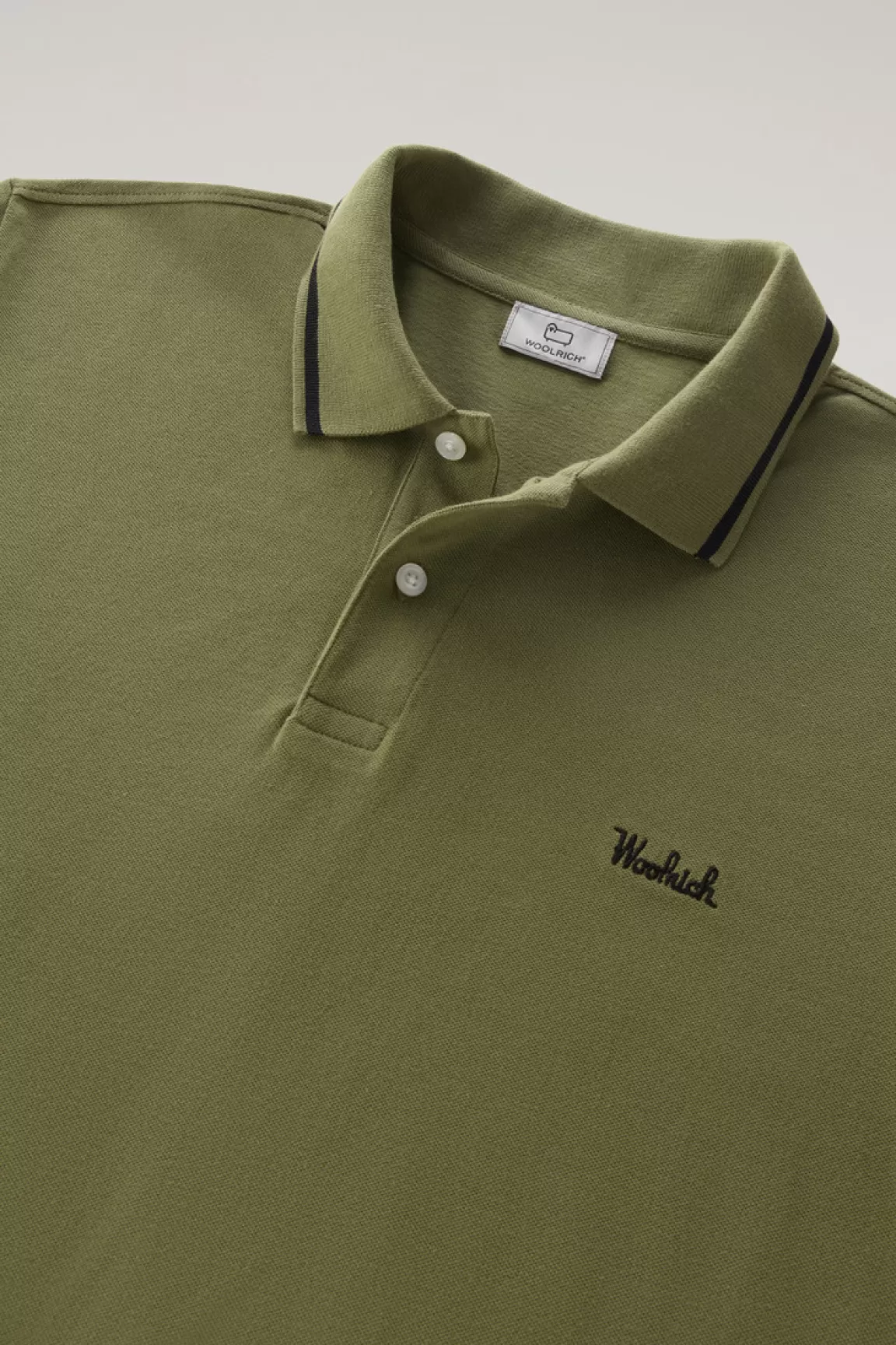 Uomo Woolrich Polo>Polo Monterey In Piquet Di Cotone Elasticizzato Con Bordi A Righe