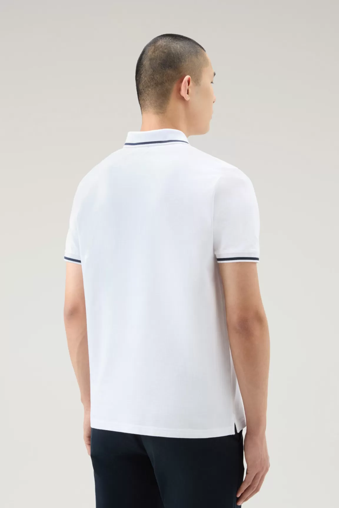 Uomo Woolrich Polo>Polo Monterey In Piquet Di Cotone Elasticizzato Con Bordi A Righe