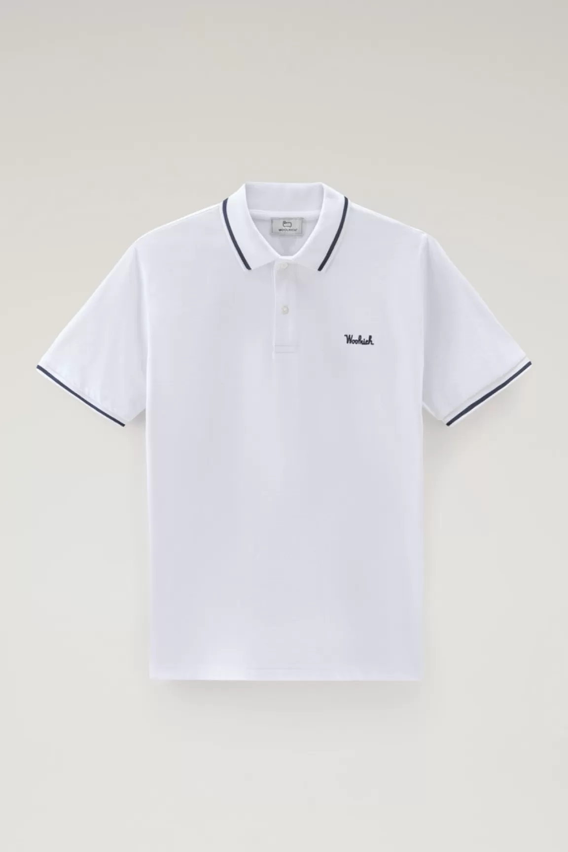 Uomo Woolrich Polo>Polo Monterey In Piquet Di Cotone Elasticizzato Con Bordi A Righe