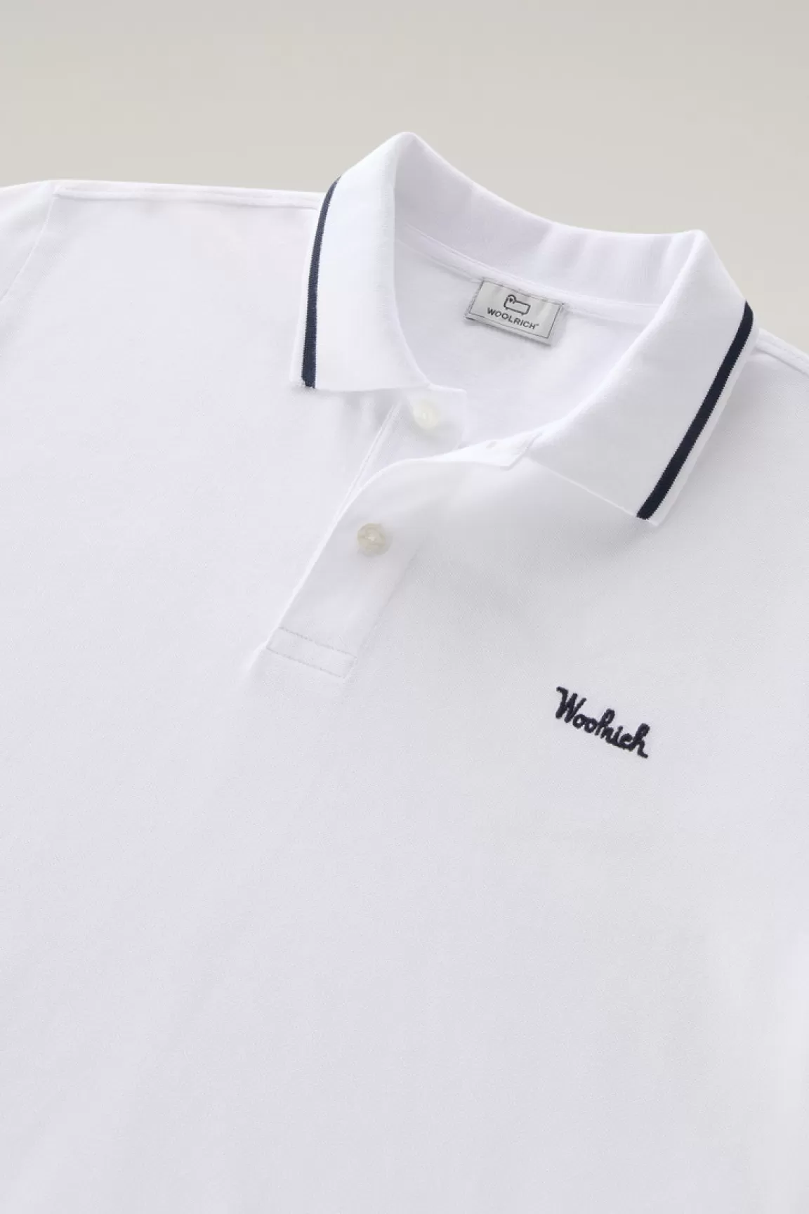 Uomo Woolrich Polo>Polo Monterey In Piquet Di Cotone Elasticizzato Con Bordi A Righe