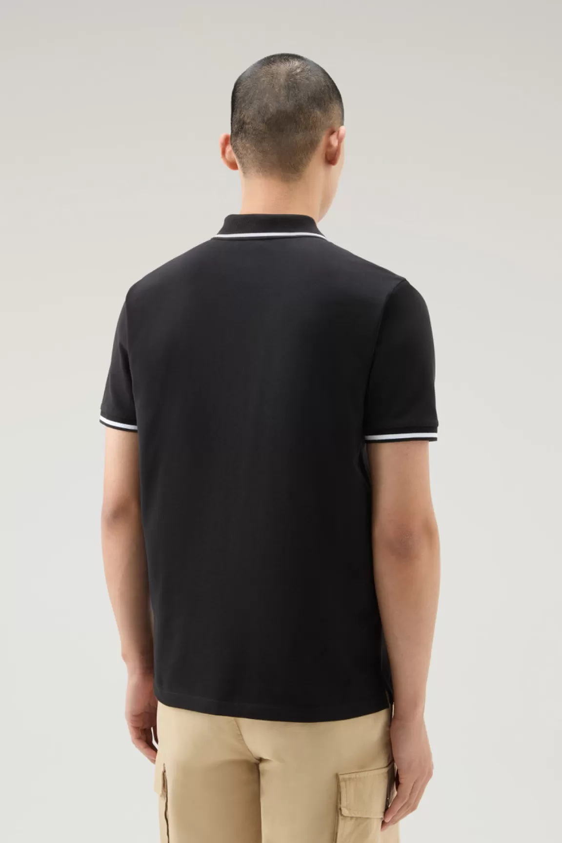 Uomo Woolrich Polo>Polo Monterey In Piquet Di Cotone Elasticizzato Con Bordi A Righe