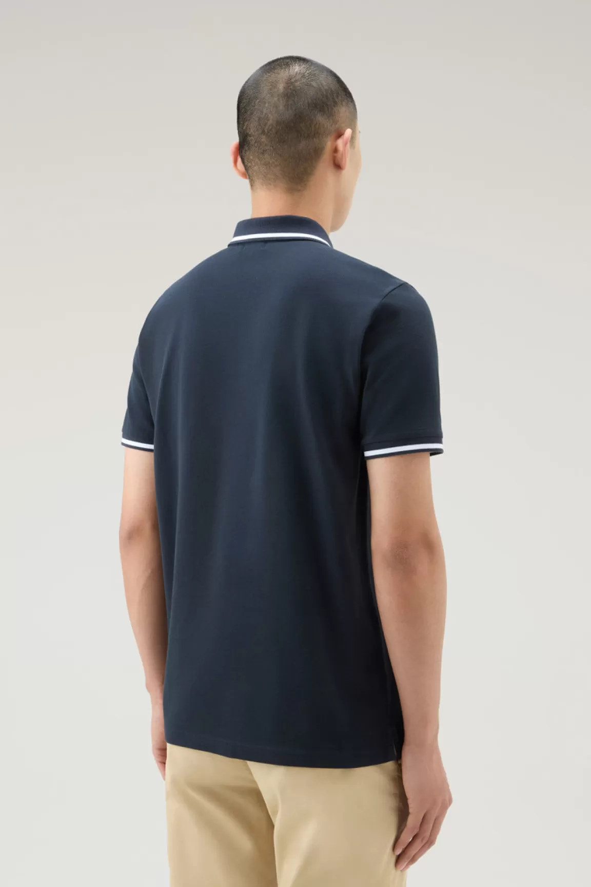 Uomo Woolrich Polo>Polo Monterey In Piquet Di Cotone Elasticizzato Con Bordi A Righe