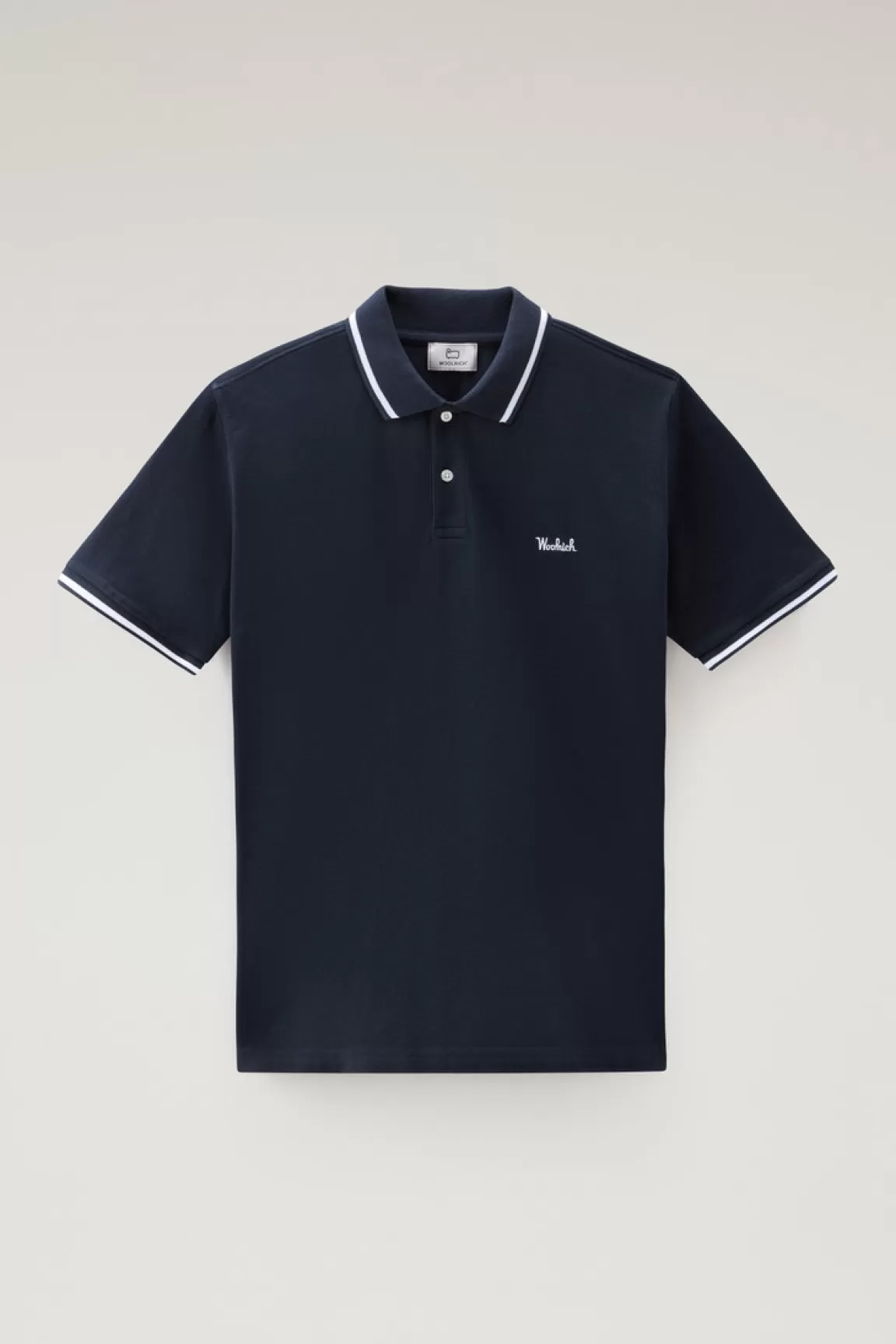 Uomo Woolrich Polo>Polo Monterey In Piquet Di Cotone Elasticizzato Con Bordi A Righe