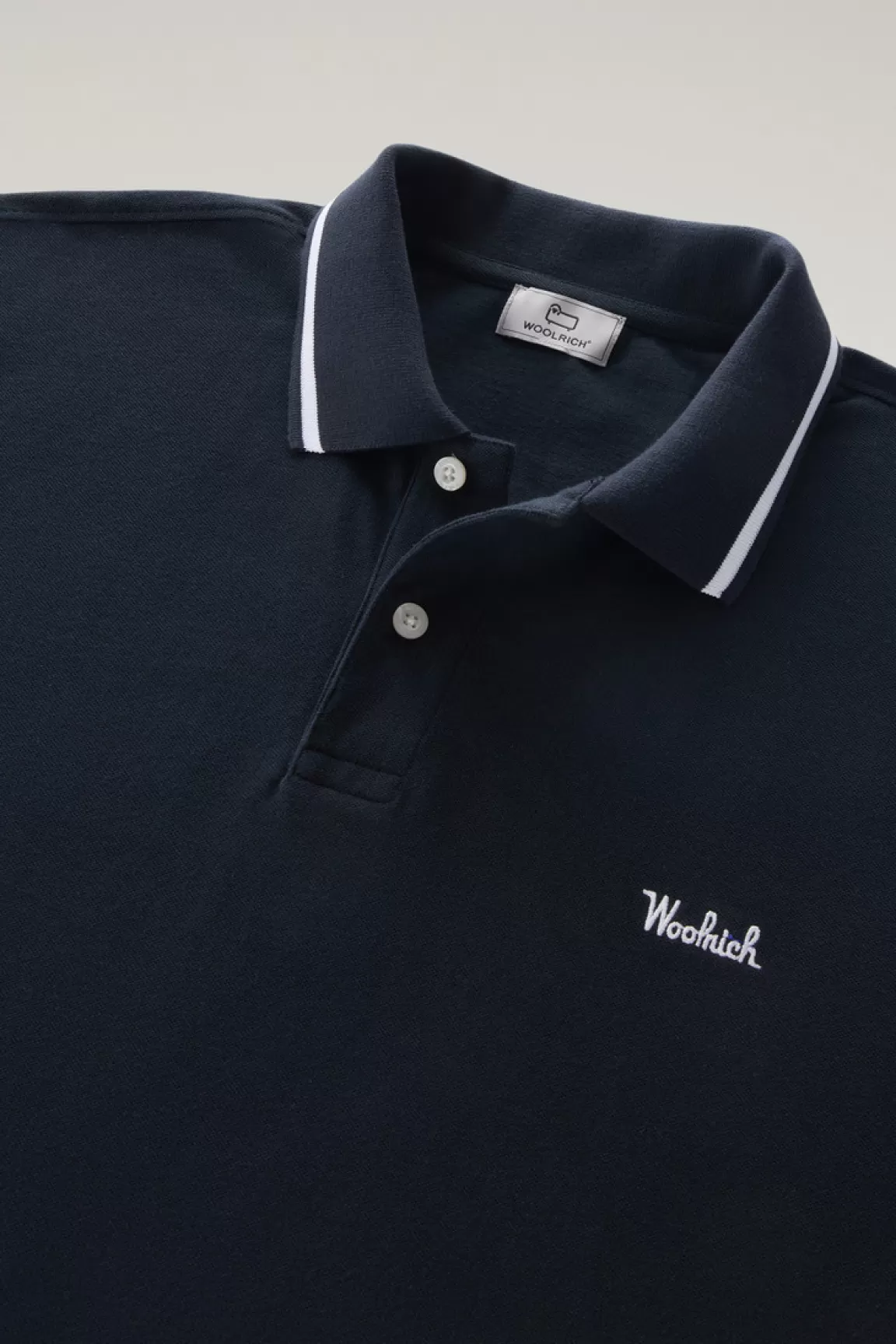 Uomo Woolrich Polo>Polo Monterey In Piquet Di Cotone Elasticizzato Con Bordi A Righe