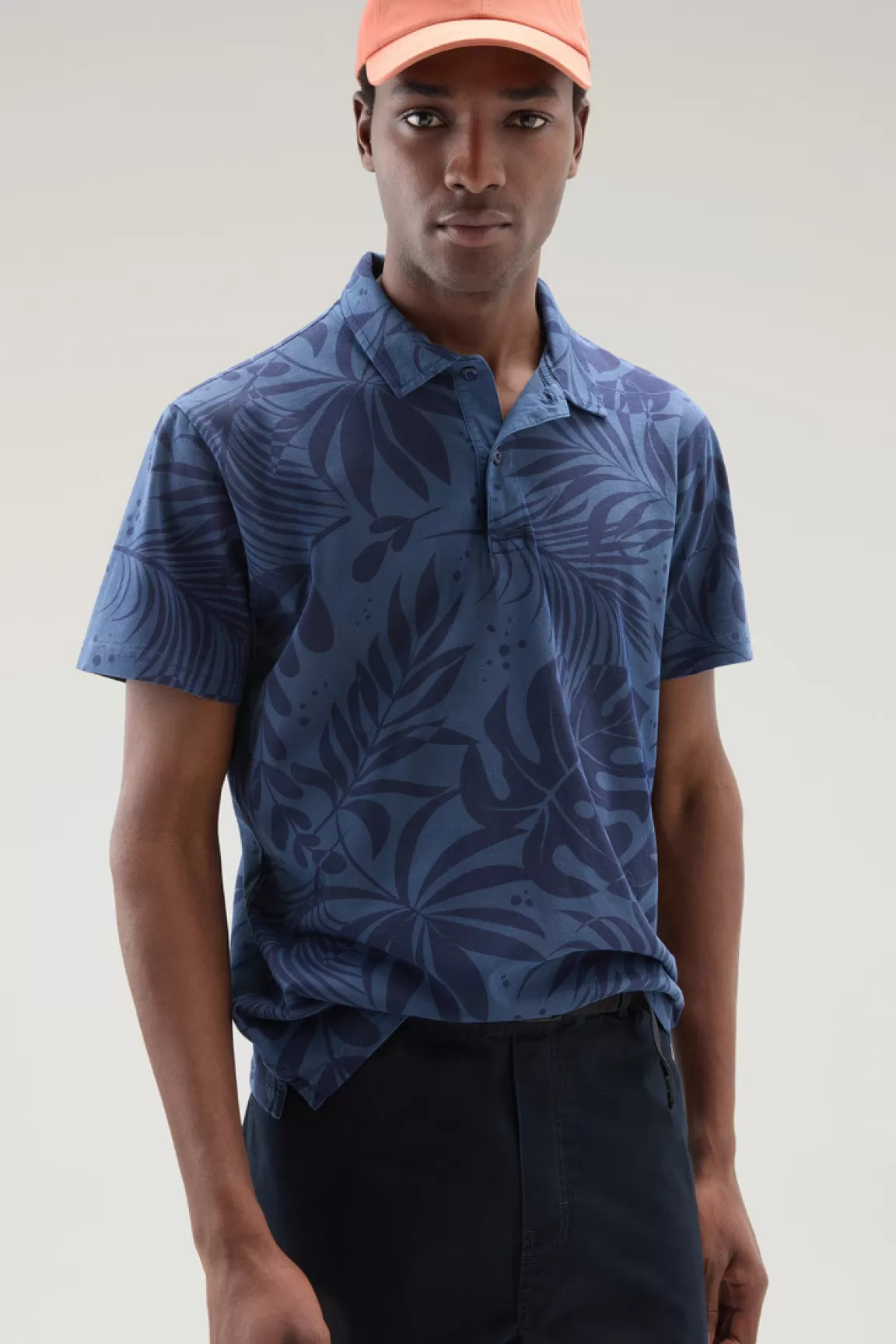 Uomo Woolrich Polo>Polo Tinta In Capo In Cotone Elasticizzato Con Stampa Tropical