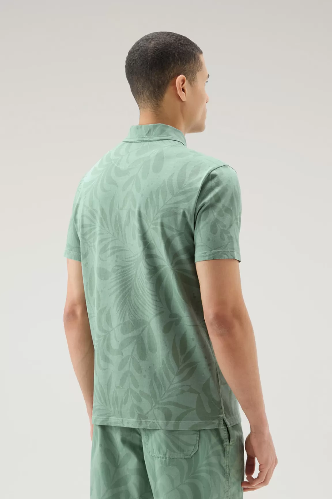 Uomo Woolrich Polo>Polo Tinta In Capo In Cotone Elasticizzato Con Stampa Tropical