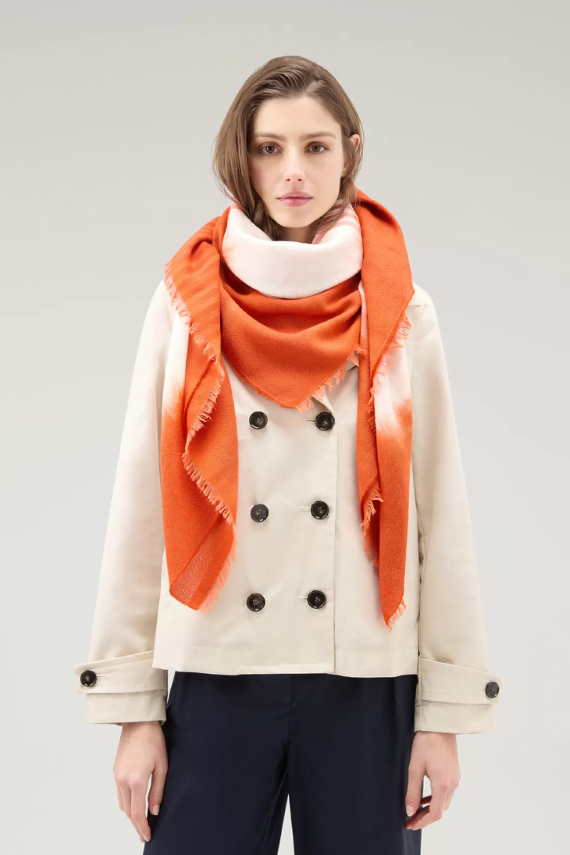 Donna Woolrich Sciarpe>Sciarpa In Misto Lana E Cotone Con Motivo Micro Check