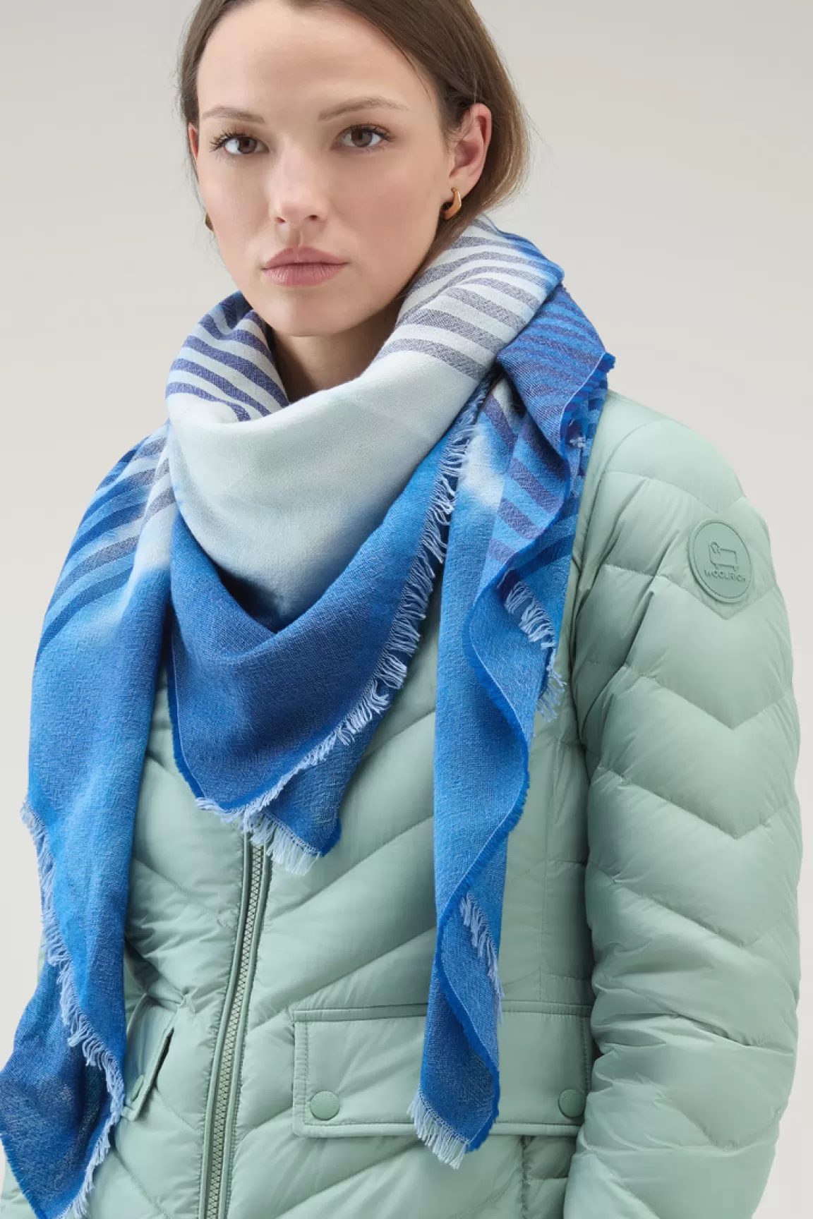 Donna Woolrich Sciarpe>Sciarpa In Misto Lana E Cotone Con Motivo Micro Check