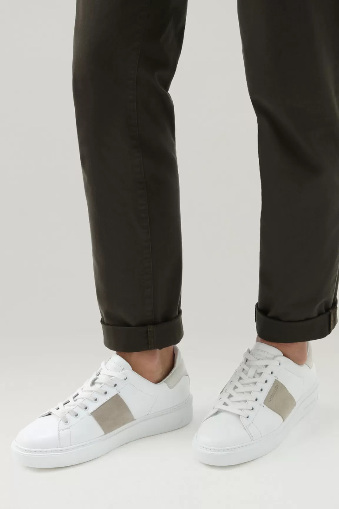 Uomo Woolrich Sneakers>Sneakers Classic Court In Pelle Con Banda In Pelle Scamosciata
