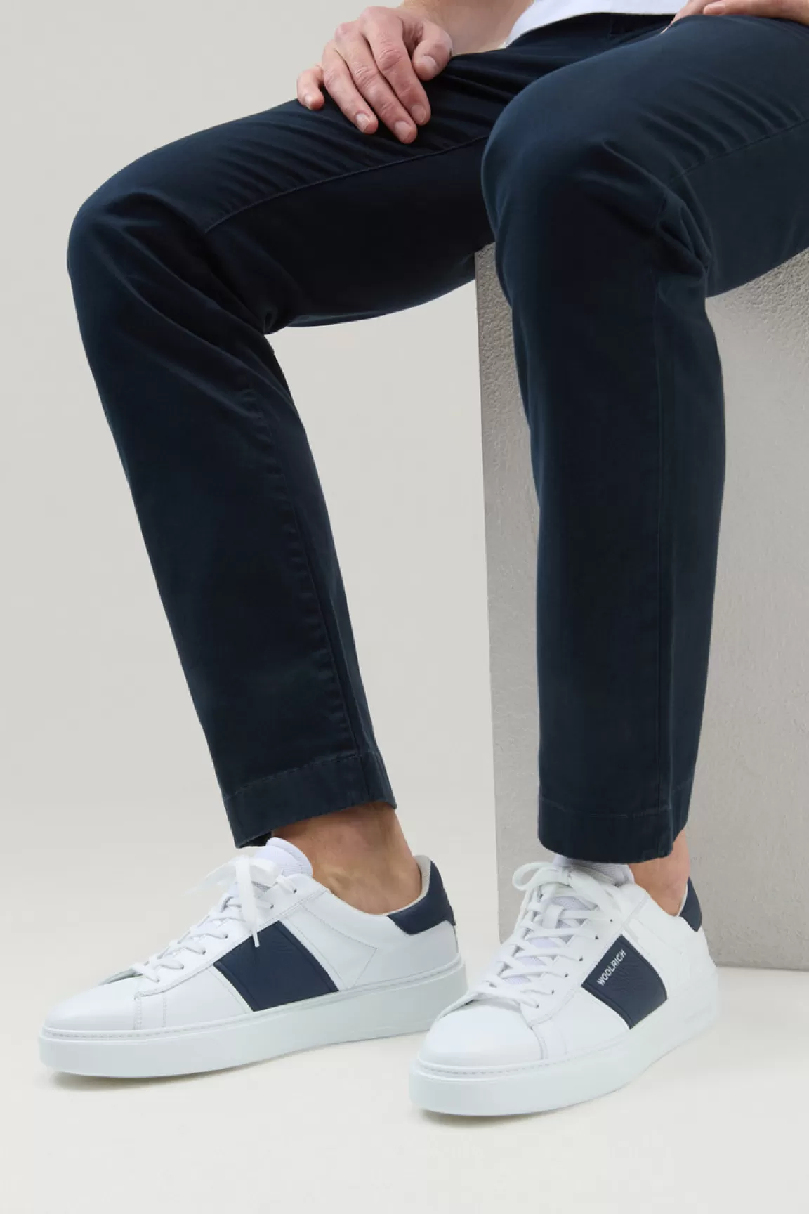 Uomo Woolrich Sneakers>Sneakers Classic Court In Pelle Con Dettagli A Contrasto